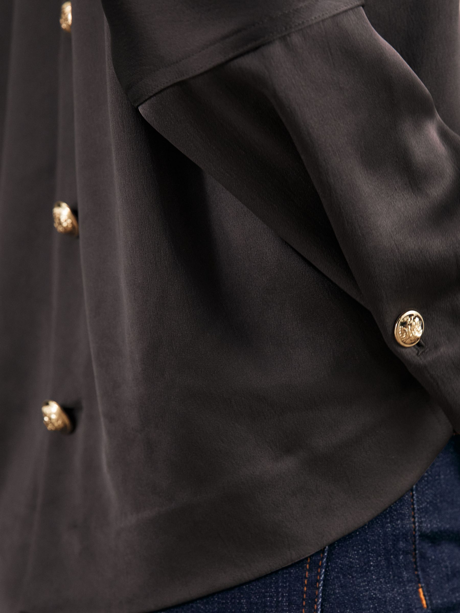 Satin Button-Back Long-Sleeve Top in Mauve - image 5