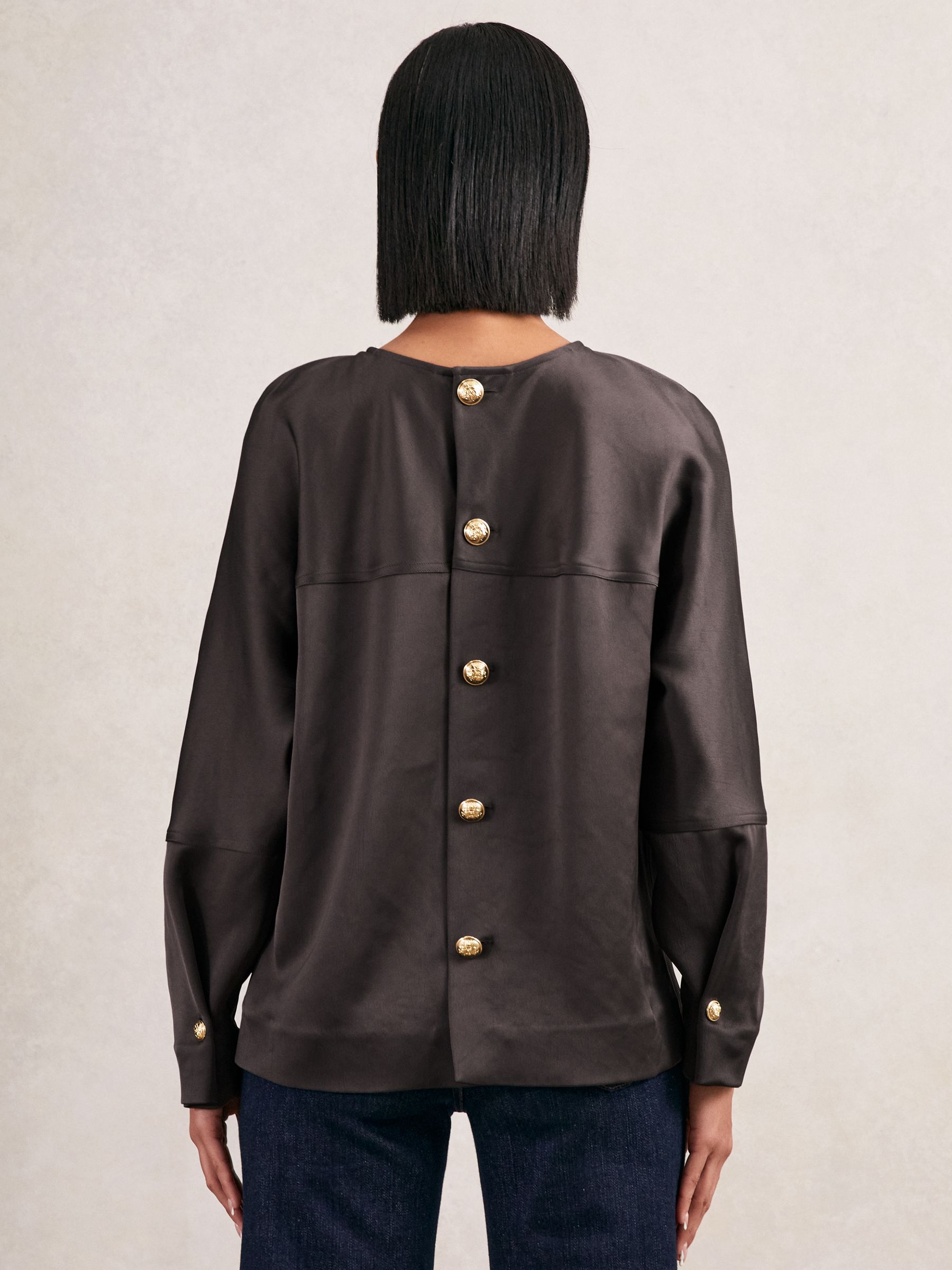 Satin Button-Back Long-Sleeve Top in Mauve - Image 5 of 6