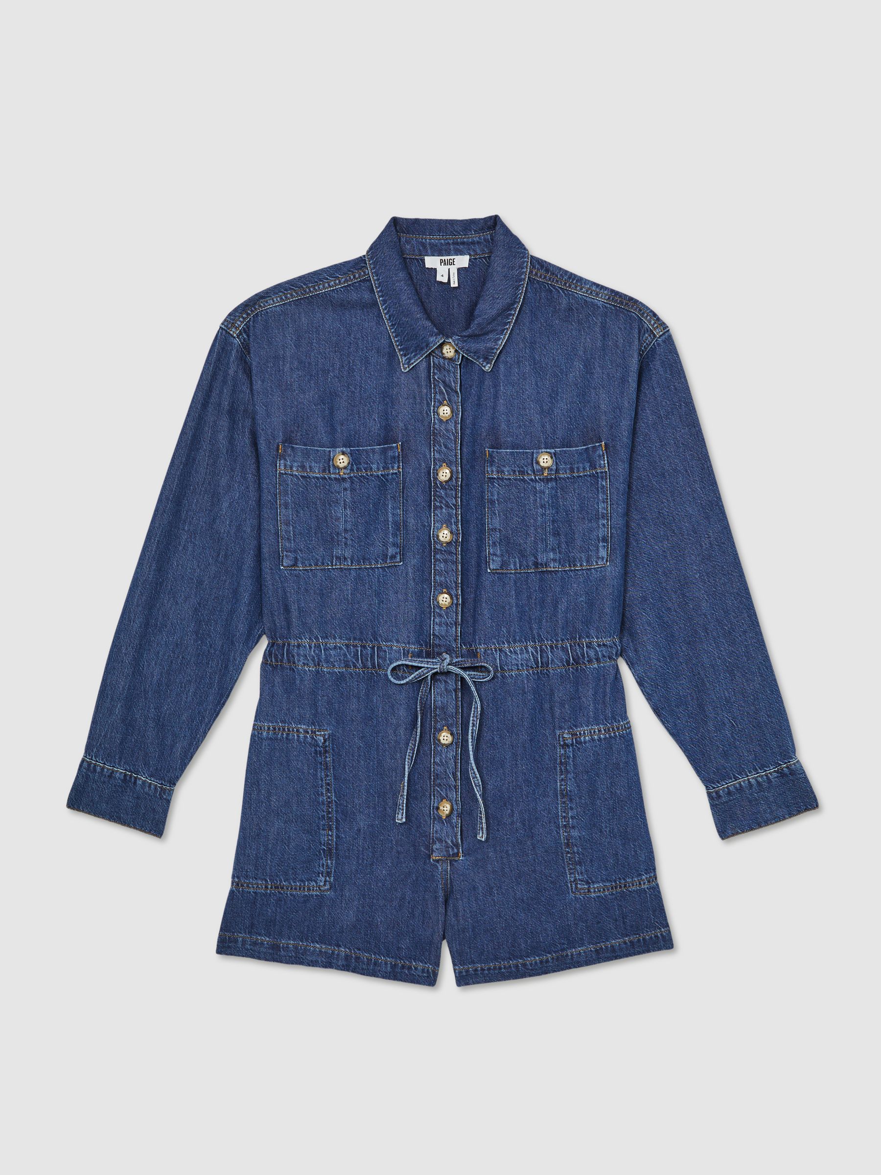 Paige Madigan Romper Jumpsuit in Mid Blue - Image 2 of 5 Paige Madigan Romper Jumpsuit in Mid Blue - Image 2 of 5