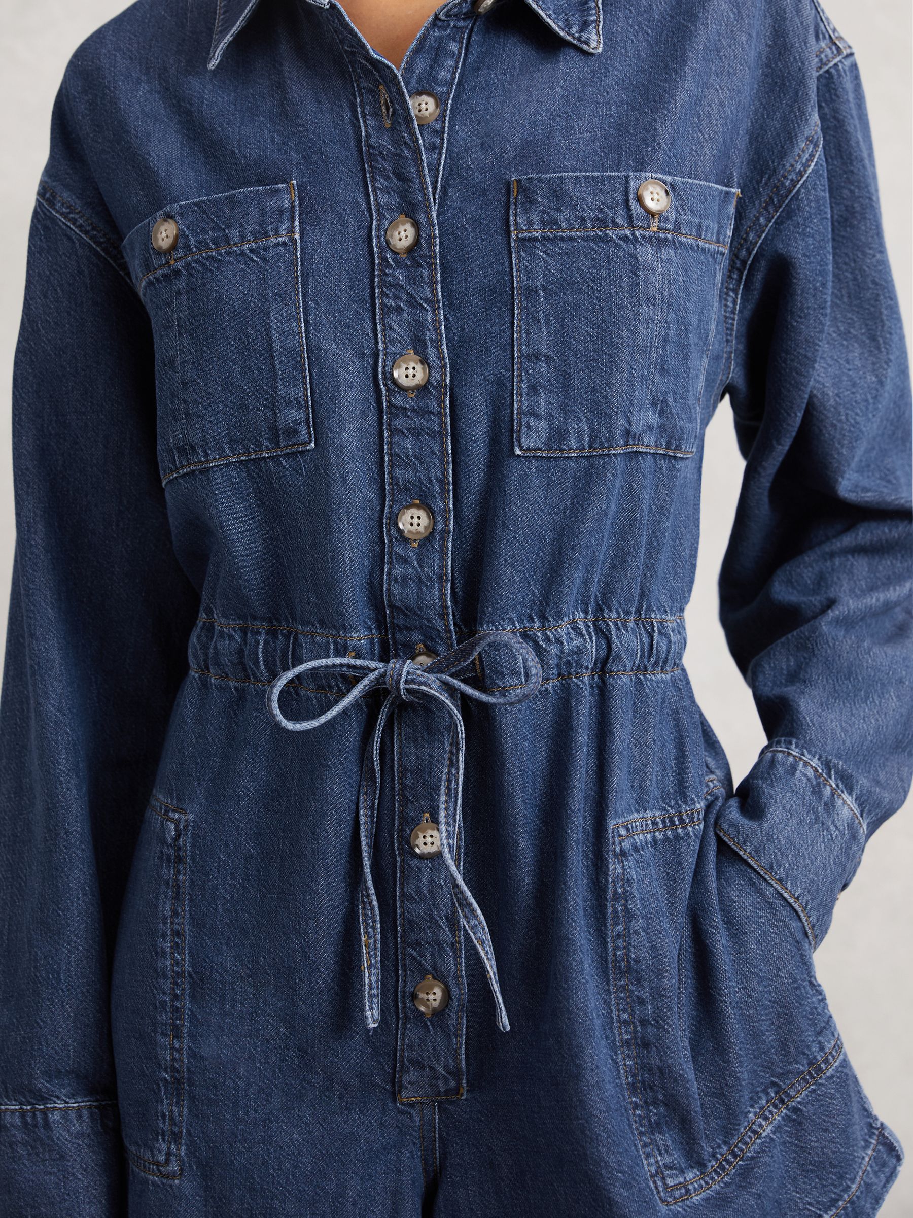 Madigan Romper Jumpsuit in Mid Blue - image 4