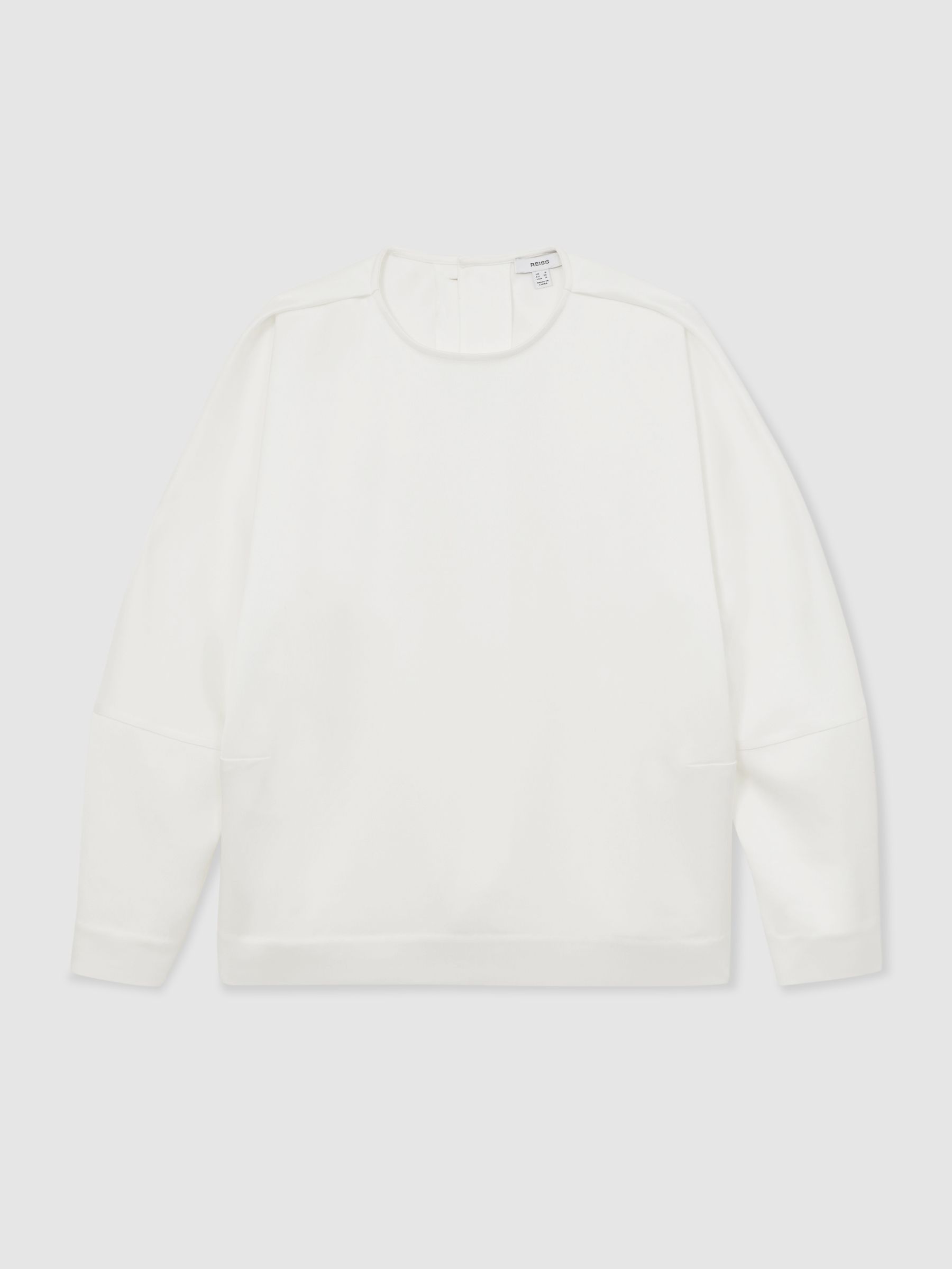Satin Button-Back Long-Sleeve Top in Ivory - Image 2 of 6