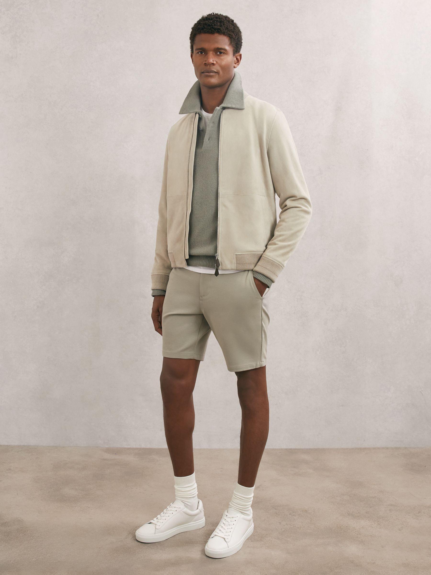 Paige Slim-Fit Stretch Shorts in Light Green - Image 1 of 5