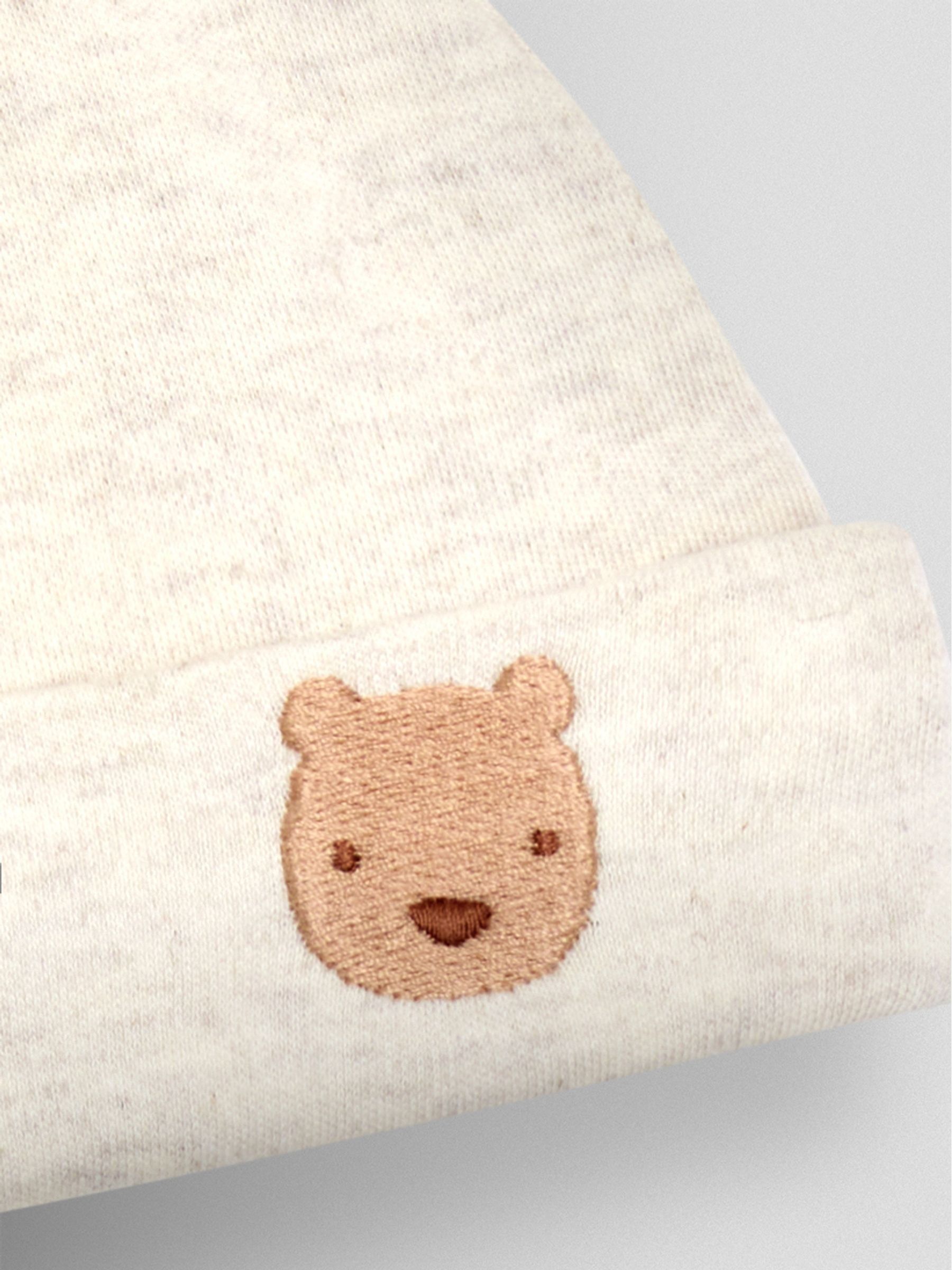 Natural Bear Embroidered Baby Hat - Image 3 of 3 Natural Bear Embroidered Baby Hat - Image 3 of 3