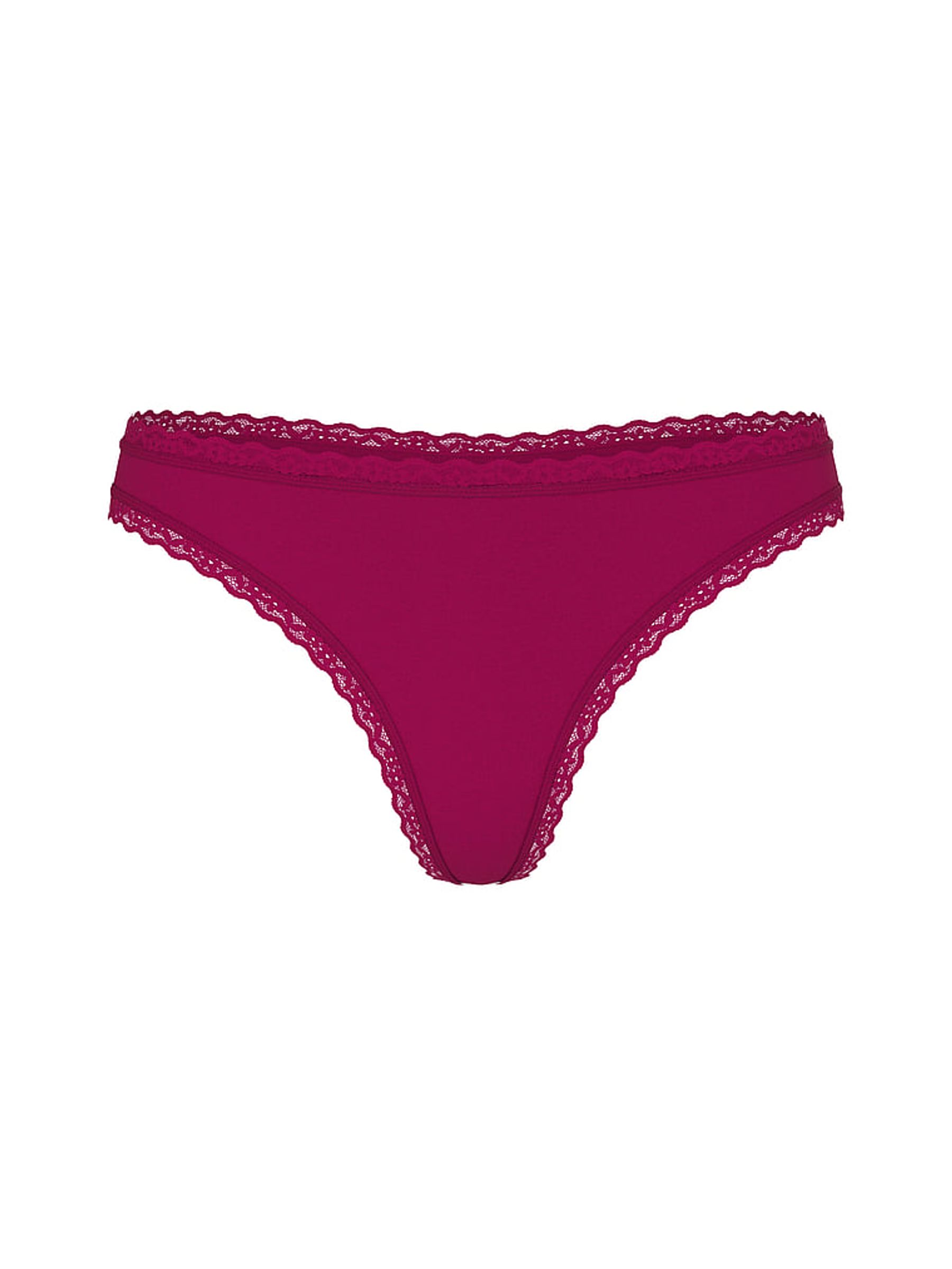 Fresh Jam Purple Thong Cotton Lace Waist Knickers - Image 3 of 3