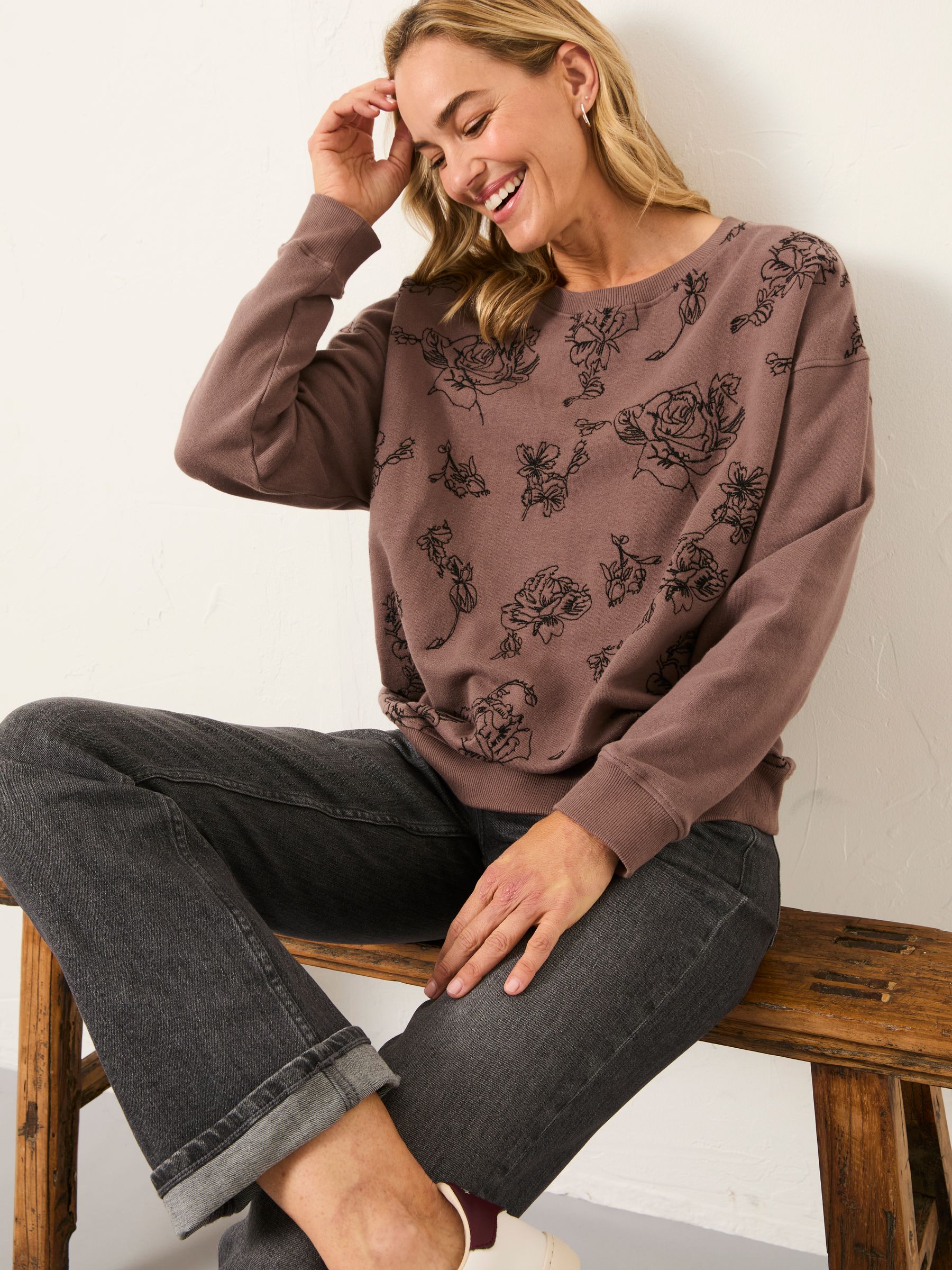 Emily Dusky Purple Embroidered Crew Sweatshirt - Image 3 of 4