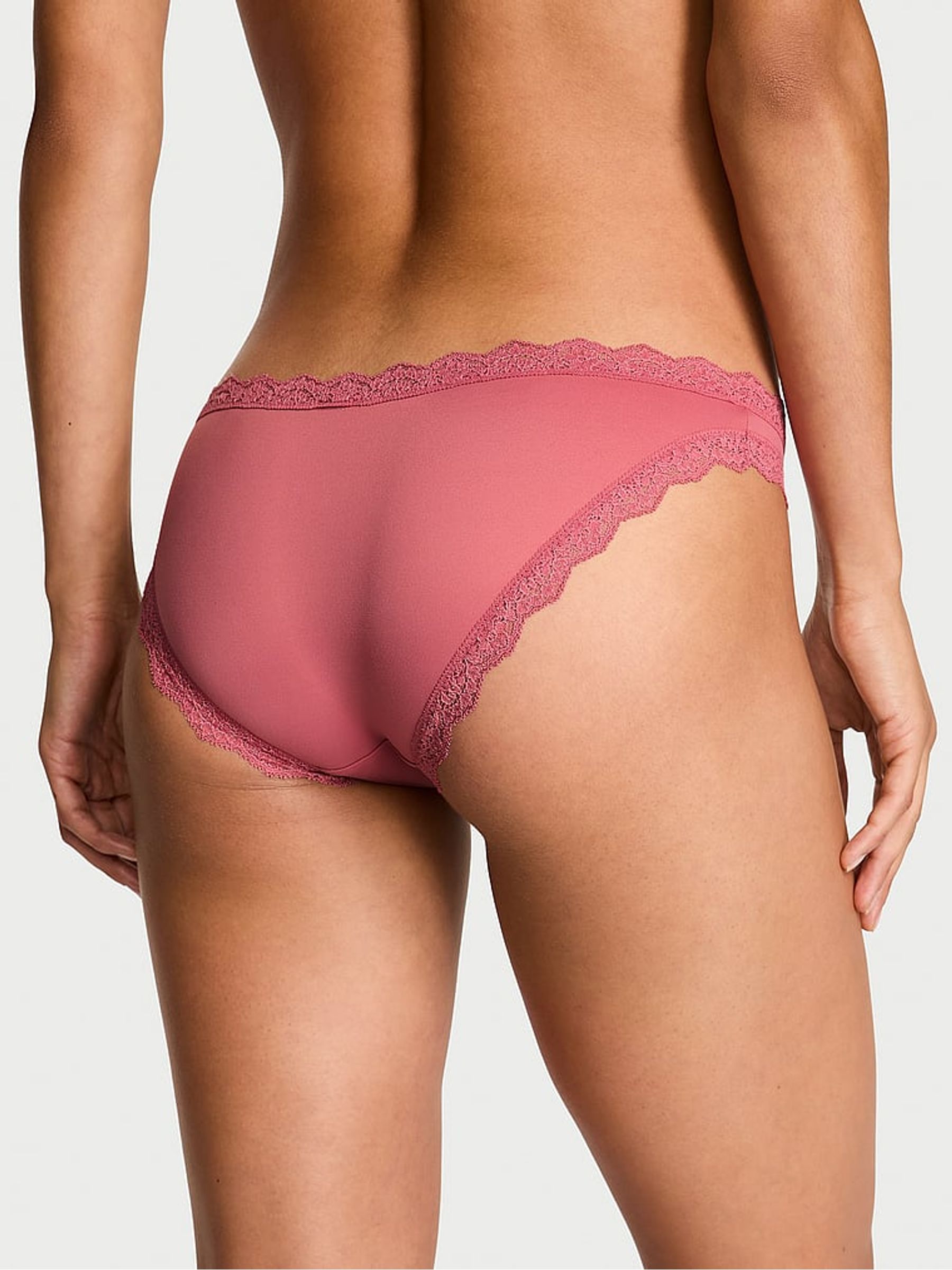 Seductive Rose Pink Lace Trim Bikini Knickers - Image 2 of 3