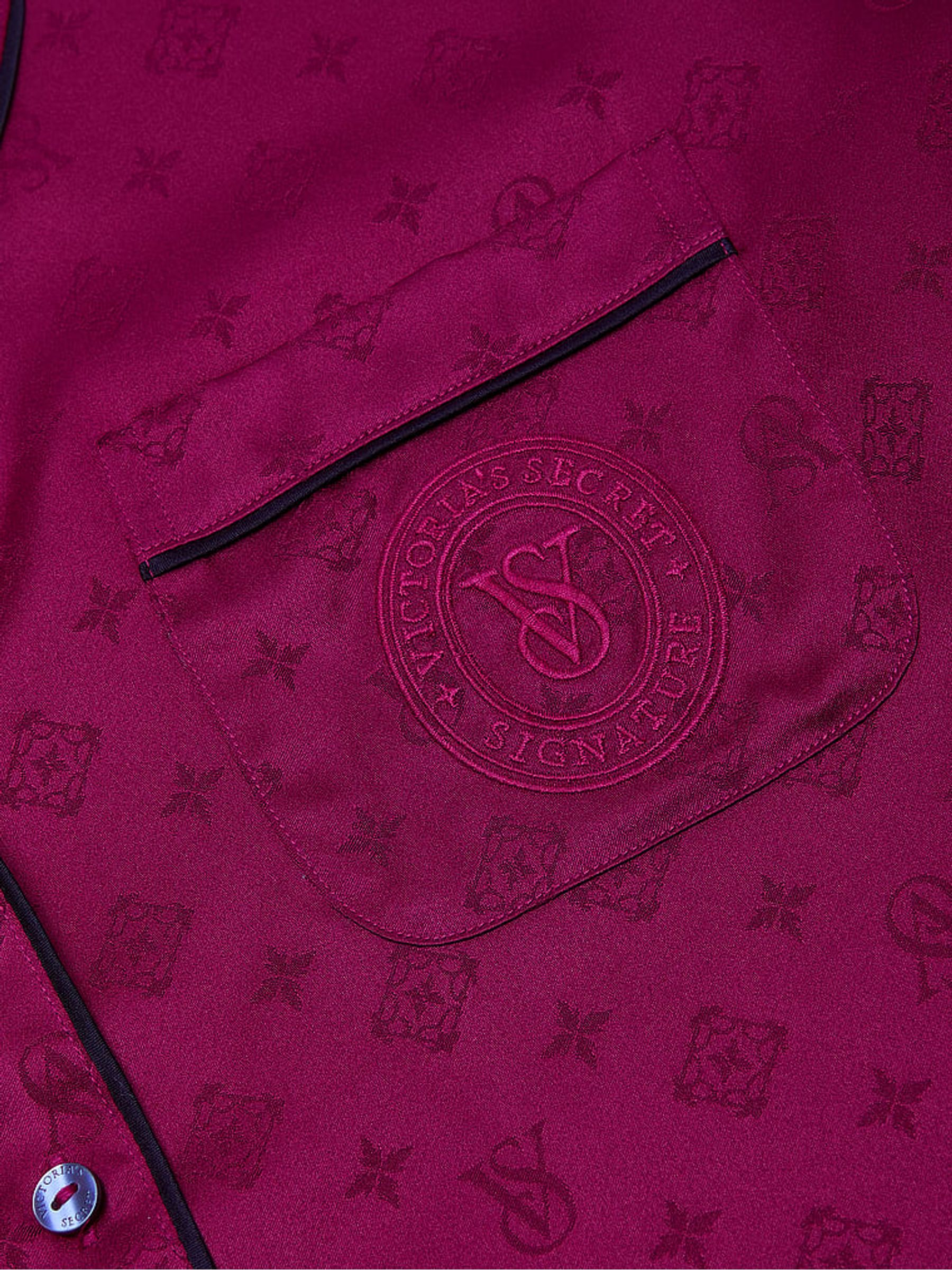 Logo Fresh Jam Jacquard Purple Satin Short Pyjamas Set - Image 3 of 3