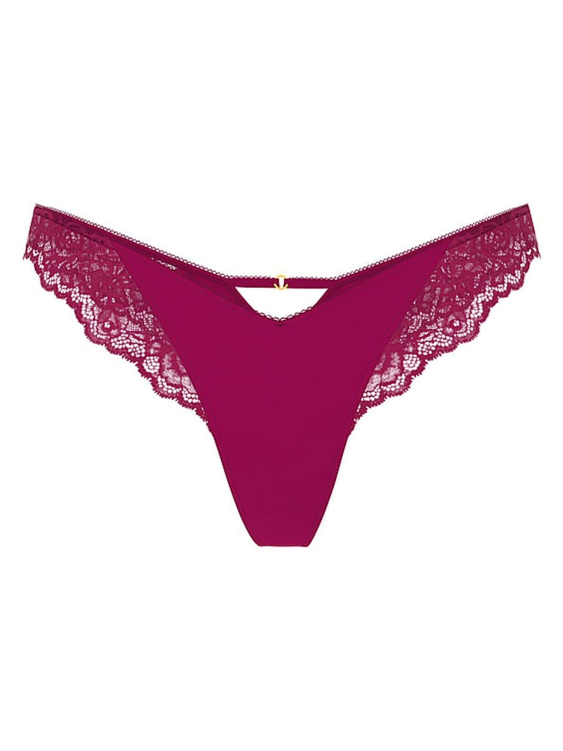 Fresh Jam Purple Thong Rose Lace Trim Knickers - Image 3 of 3