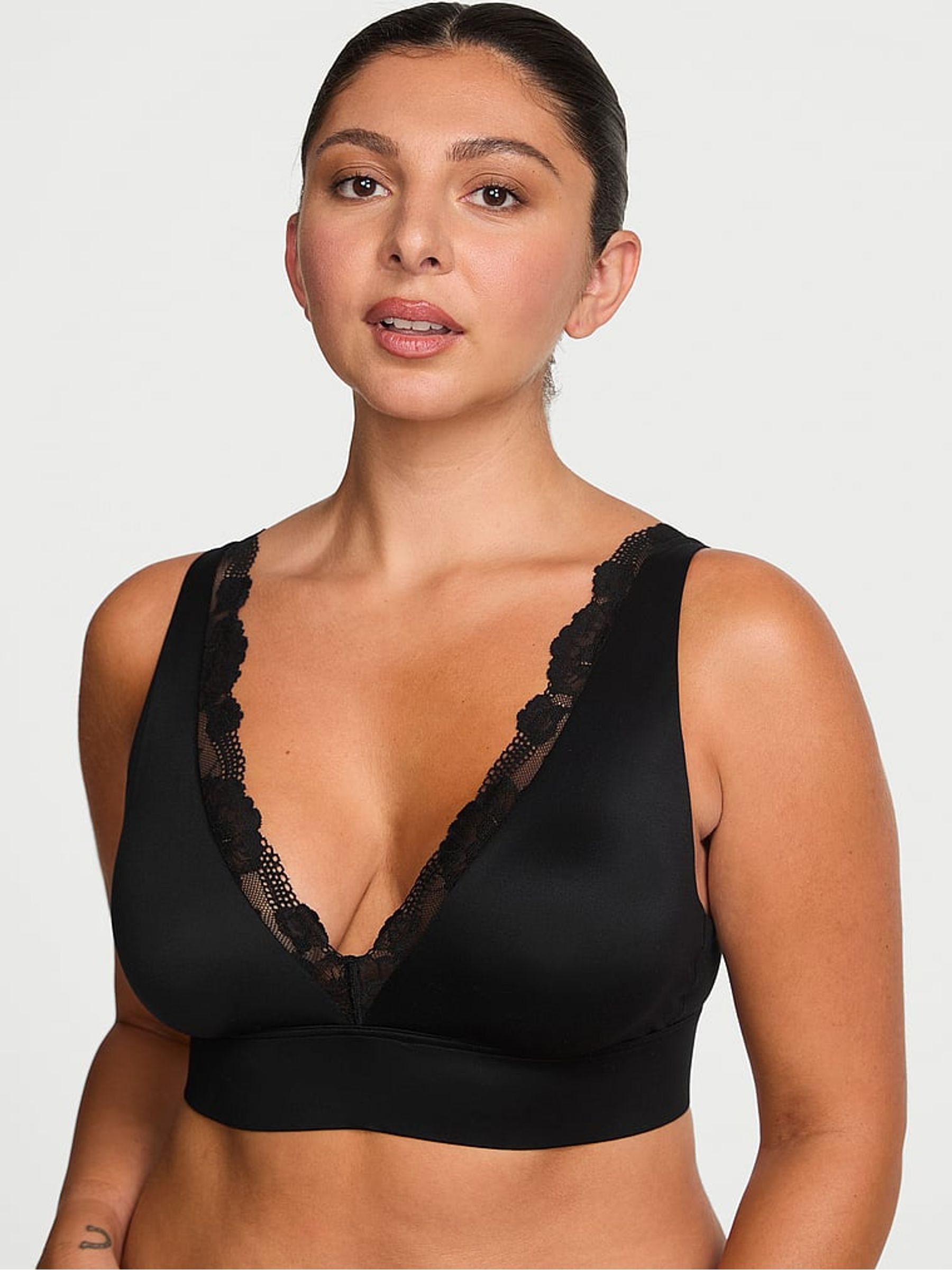 Black Plunge Post Surgery Lace Bralette - Image 1 of 2 Black Plunge Post Surgery Lace Bralette - Image 1 of 2