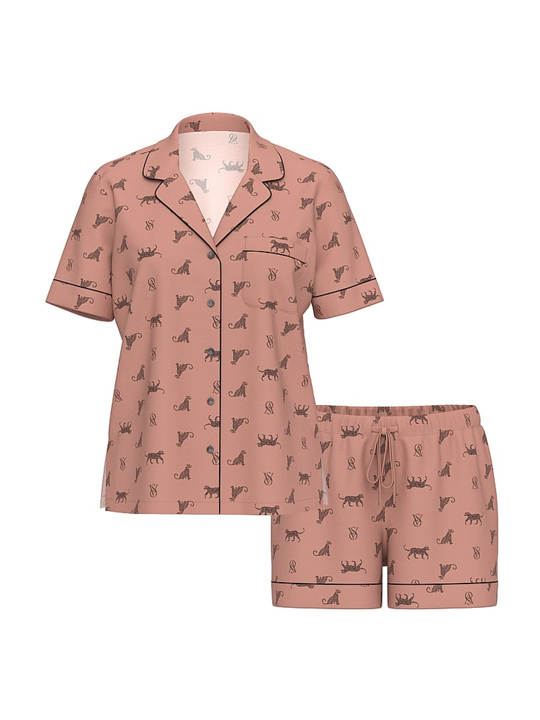 Desert Blush Leos Brown Modal Short Pyjamas Set - Image 3 of 3
