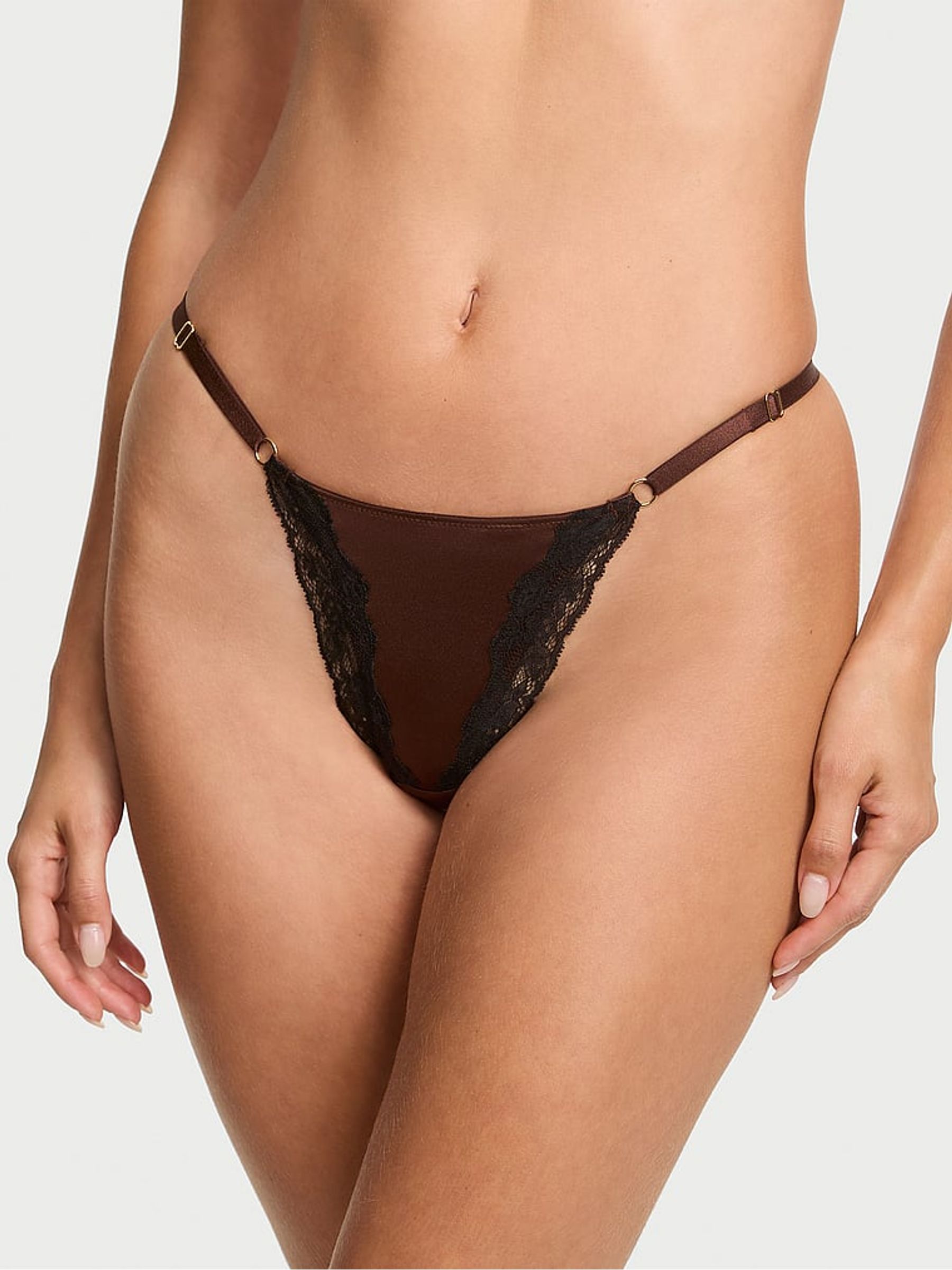 Ganache Nude G String Lace Trim Knickers - Image 1 of 3