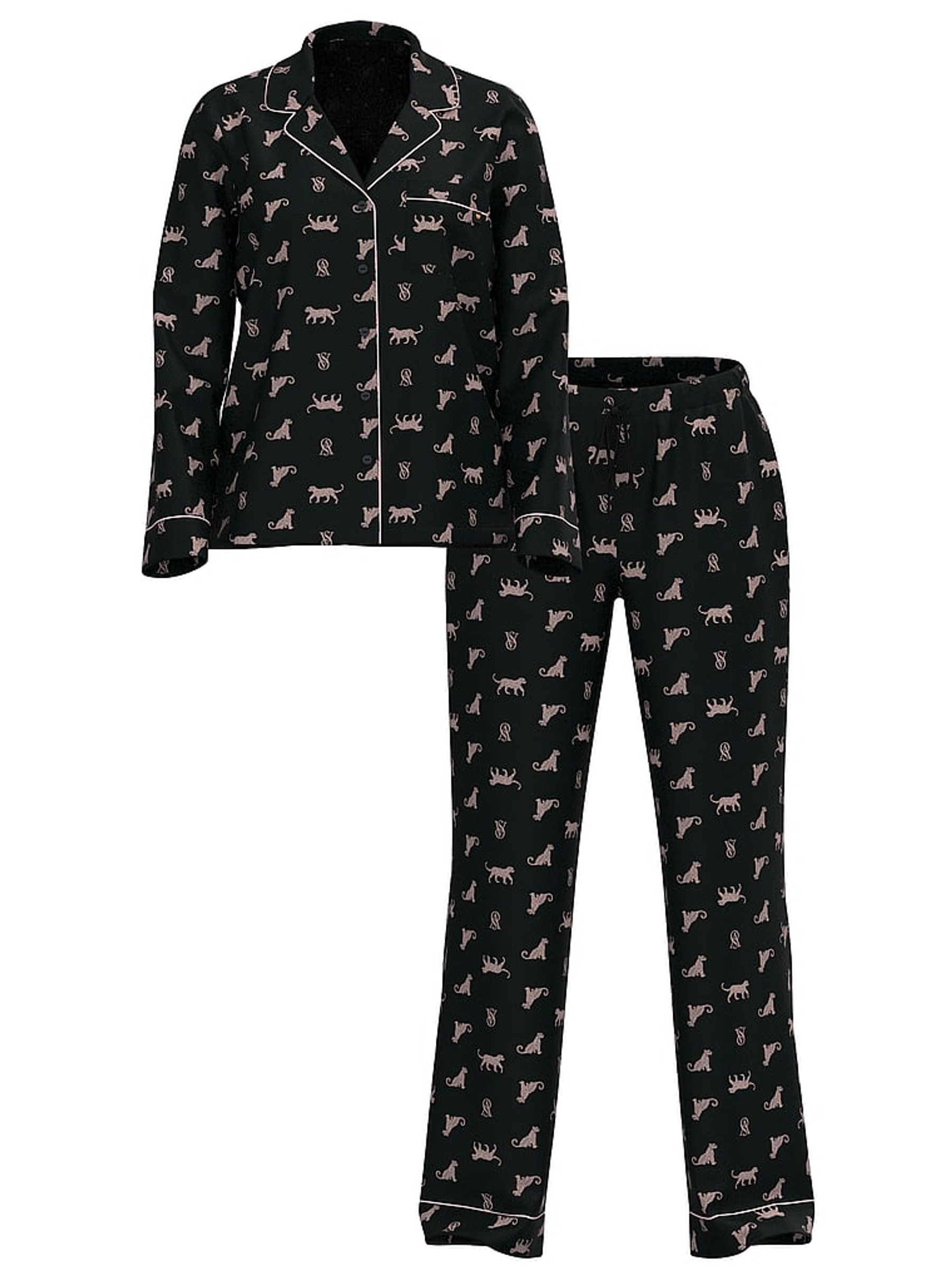 Black Leaning Leos Modal Long Pyjamas Set - Image 3 of 4