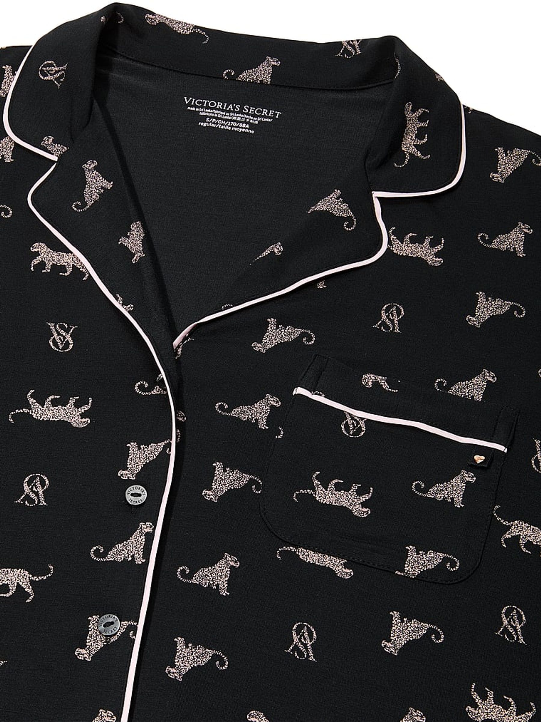 Black Leaning Leos Modal Long Pyjamas Set - Image 3 of 3 Black Leaning Leos Modal Long Pyjamas Set - Image 3 of 3