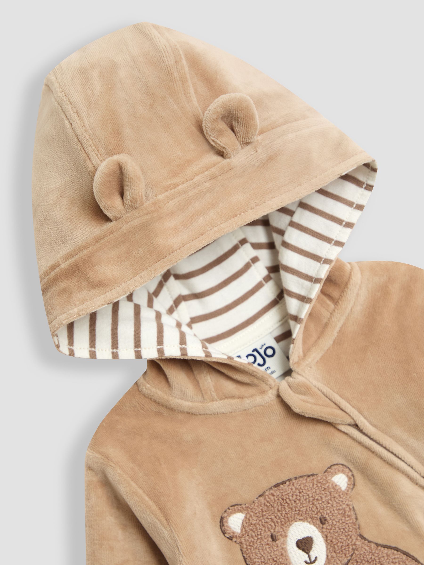 Brown Teddy Bear Velour Hooded All-In-One - Image 6 of 8