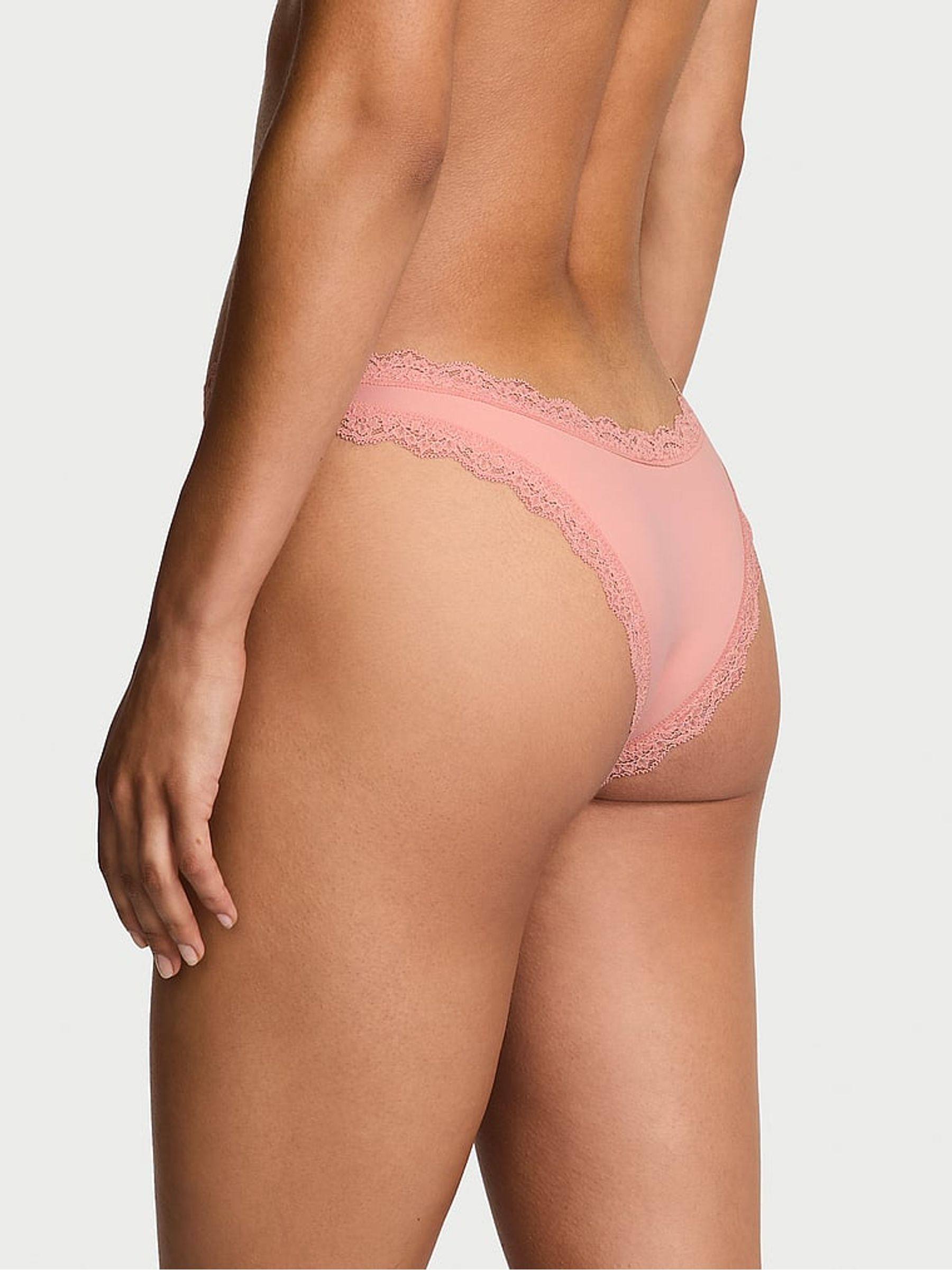 Royal Pink Lace Trim Brazilian Knickers - Image 2 of 3