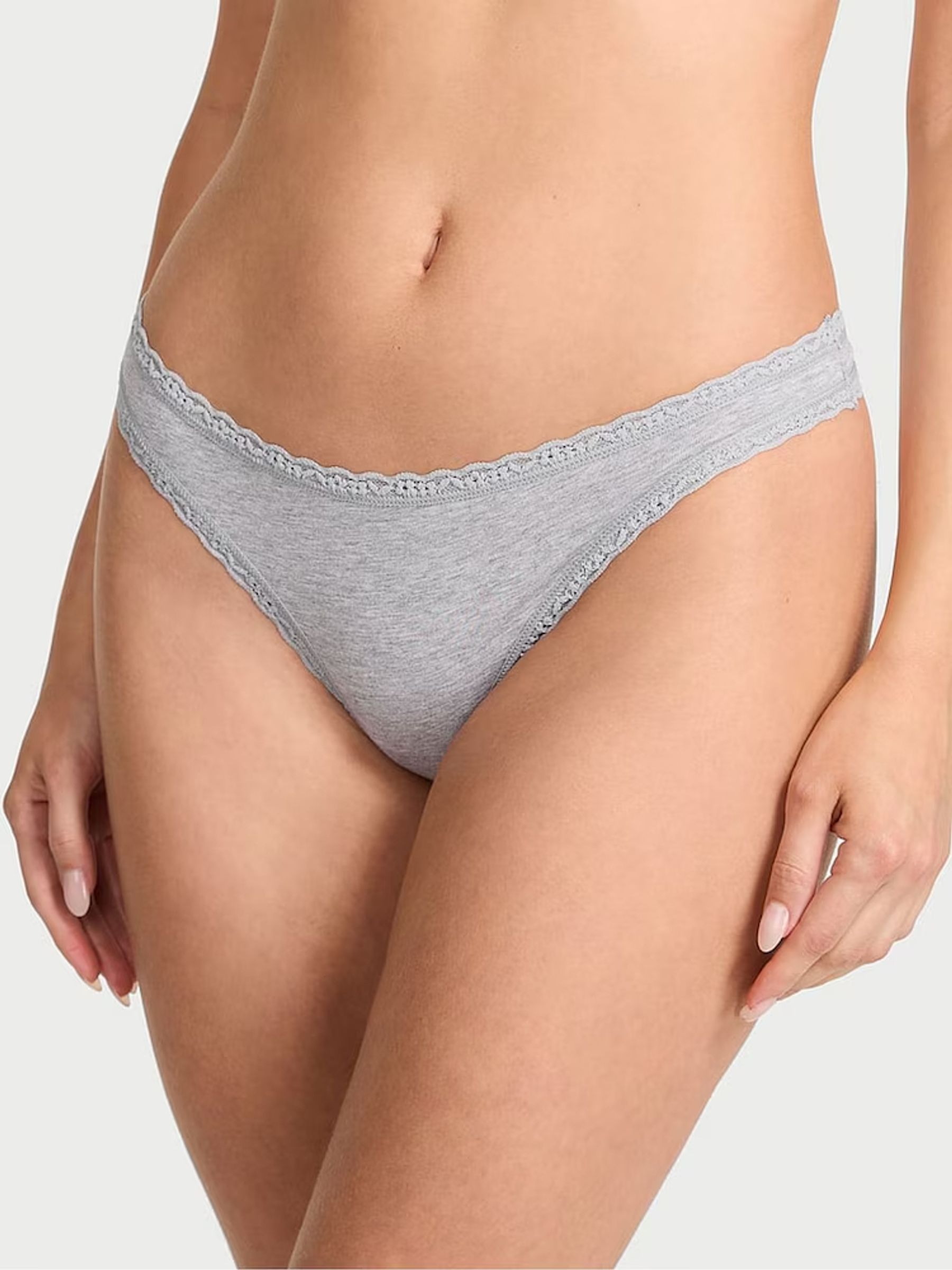 White/Pink/Black/Grey Thong 7 Pack Lace Trim Knickers - Image 5 of 6
