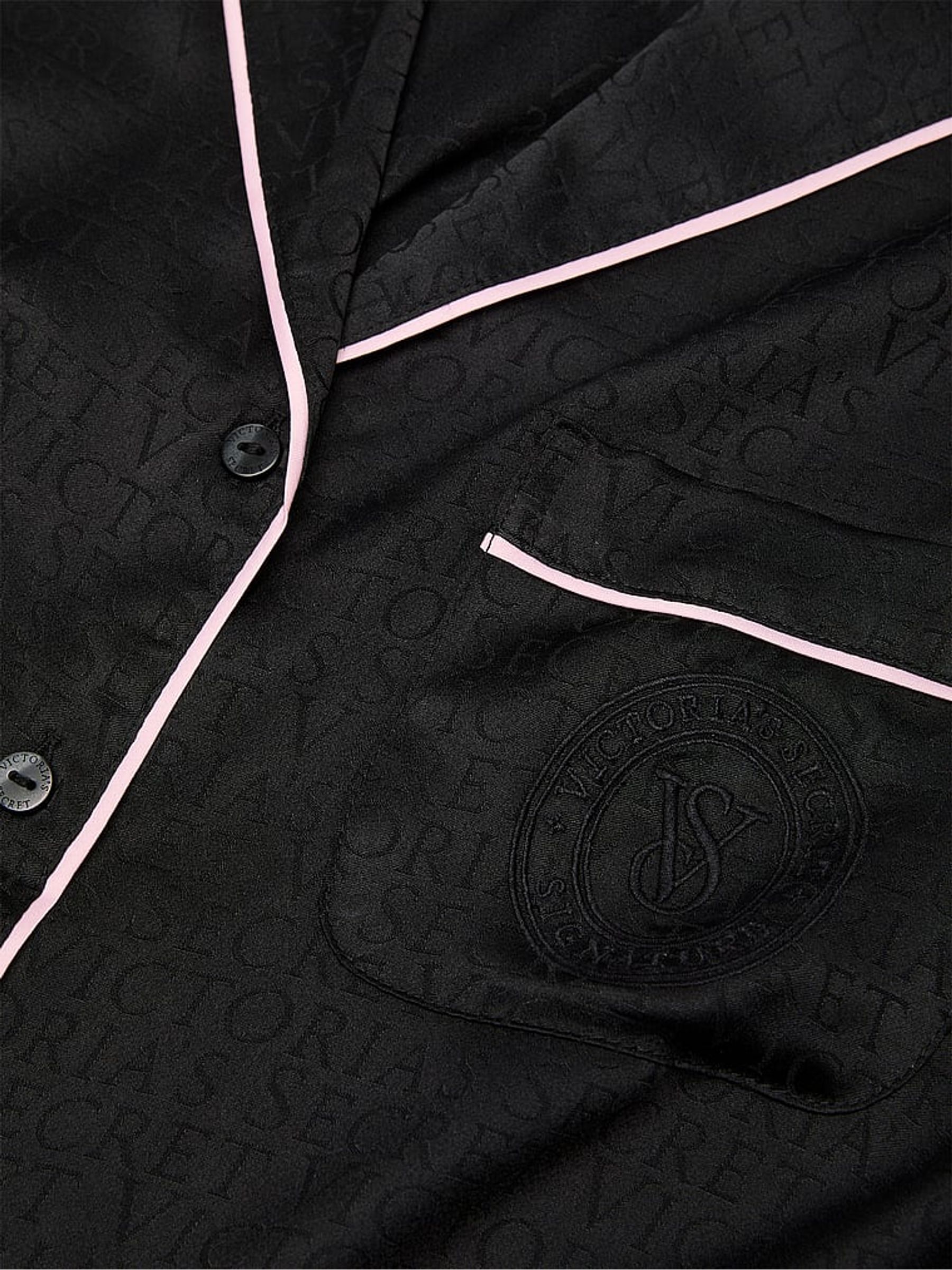 Black Logo Jacquard Satin Short Pyjamas Set - Image 3 of 3