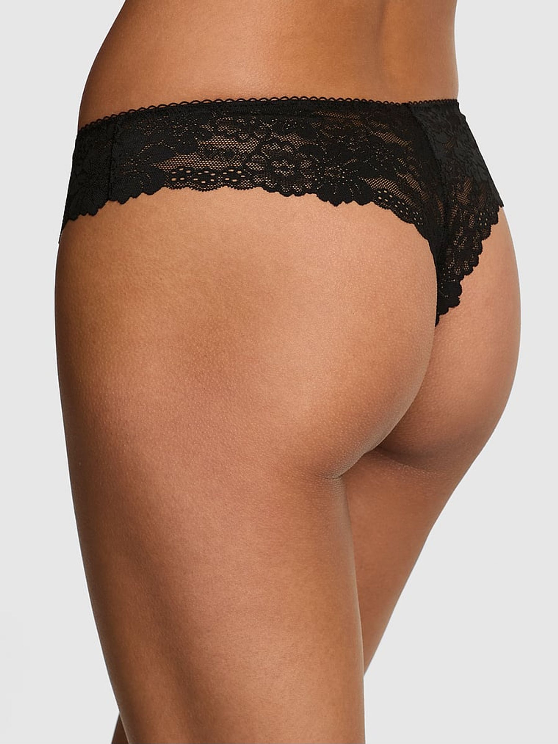 Black Thong No Show Lace Trim Knickers - Image 2 of 3