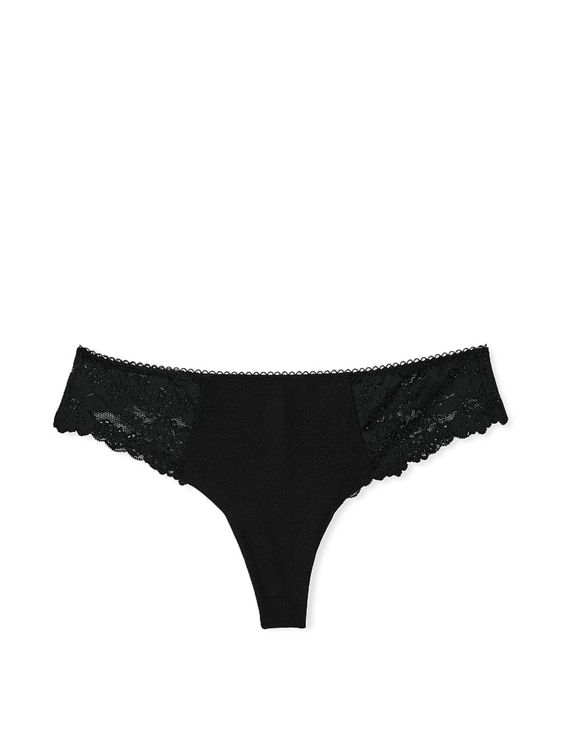 Black Thong No Show Lace Trim Knickers - Image 3 of 3
