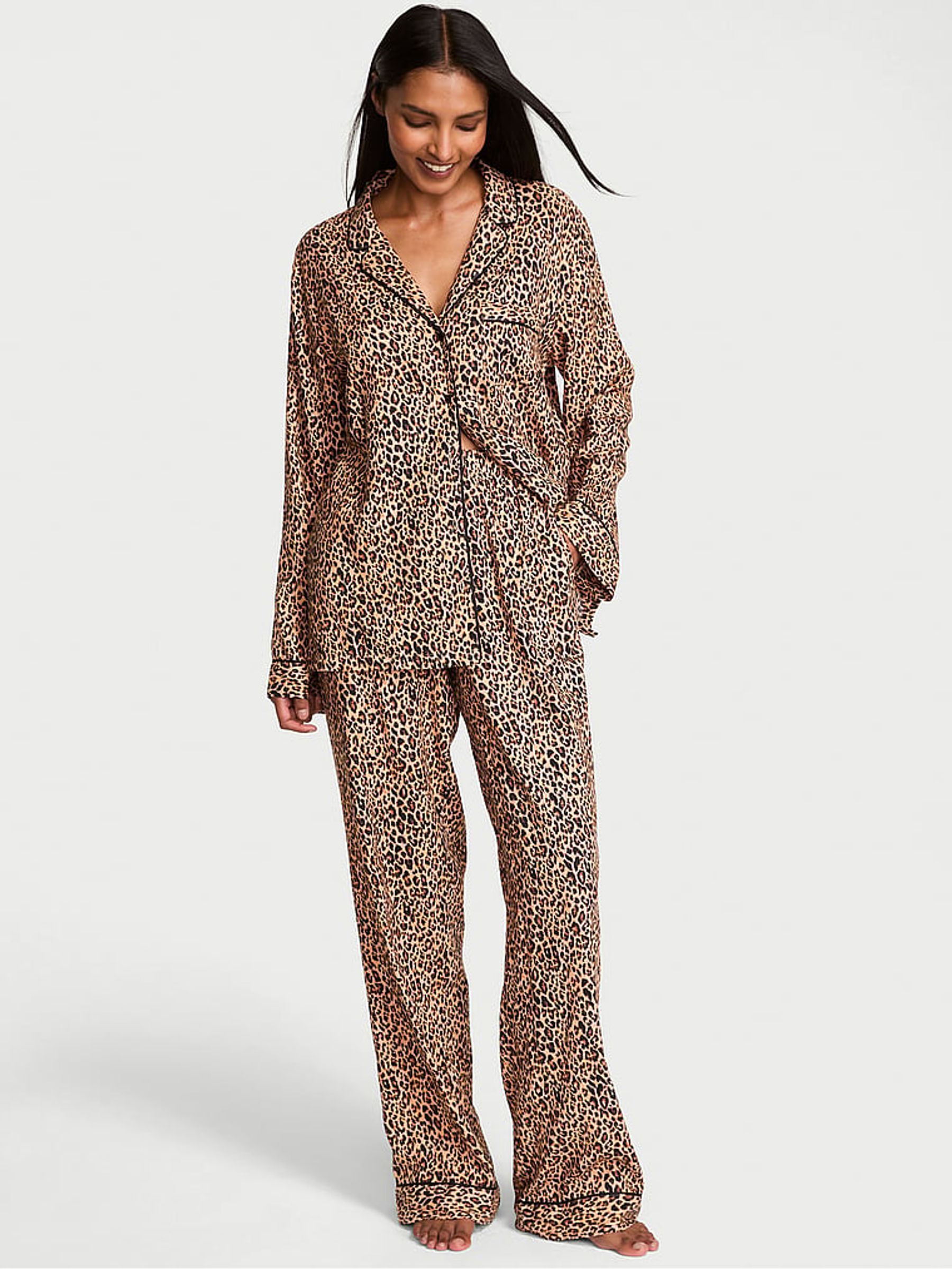Marzipan Leo Black Flannel Long Pyjamas Set - Image 1 of 4