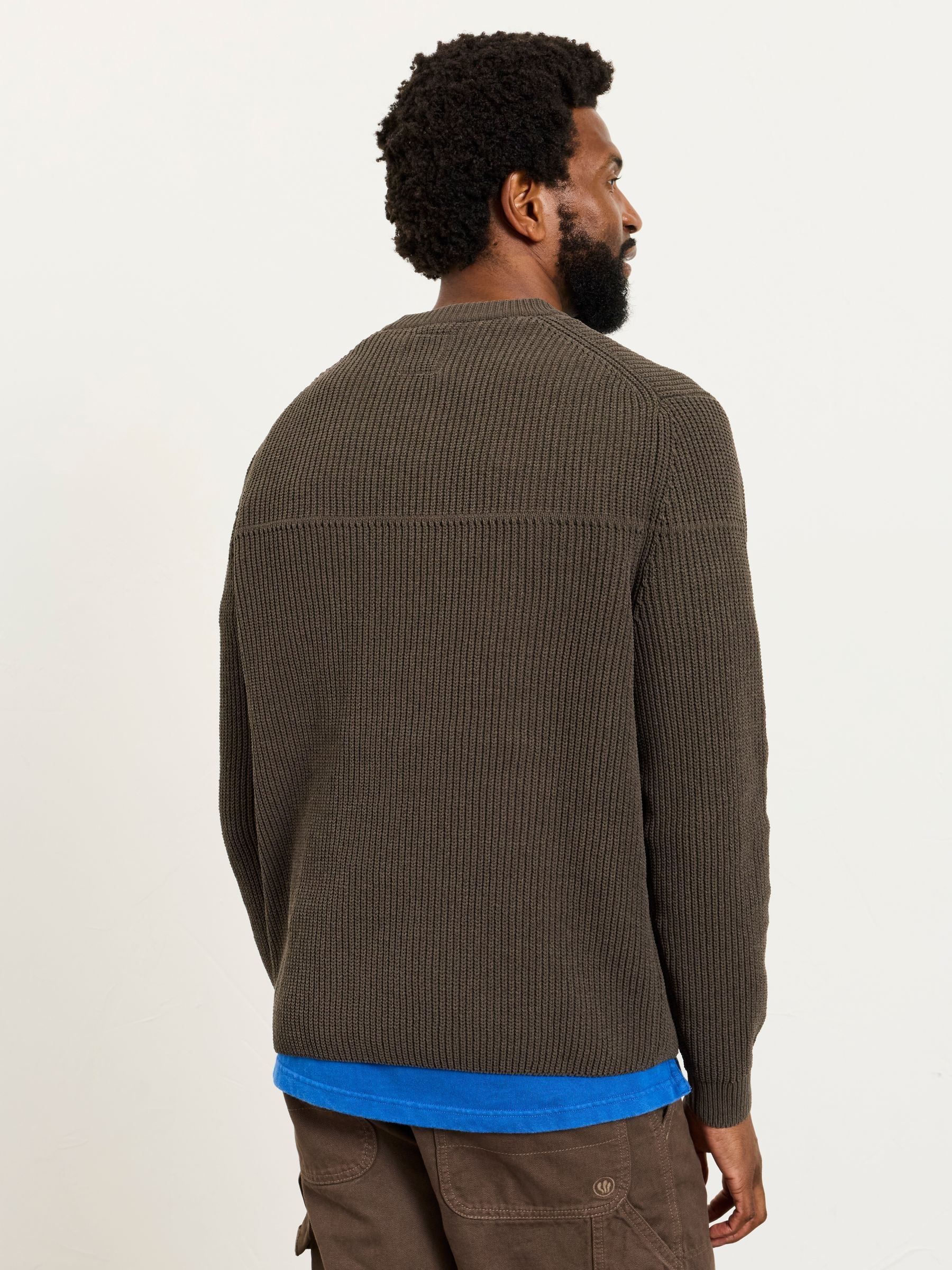 Kelbrook Chocolate Brown Knitted Crew Neck Jumper - Image 2 of 6