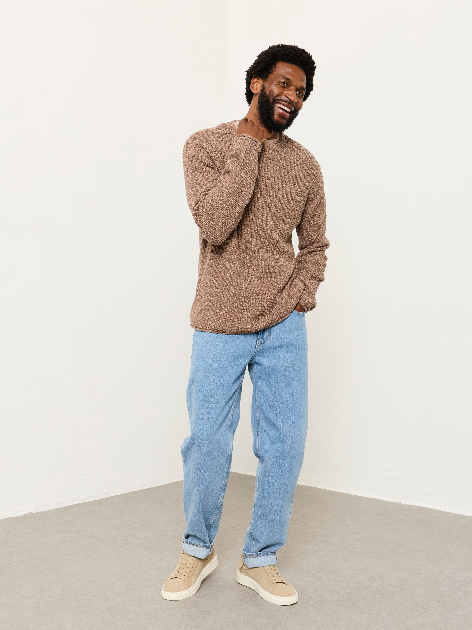 Penrith Brown Crew Neck Knitted Jumper - Image 3 of 6