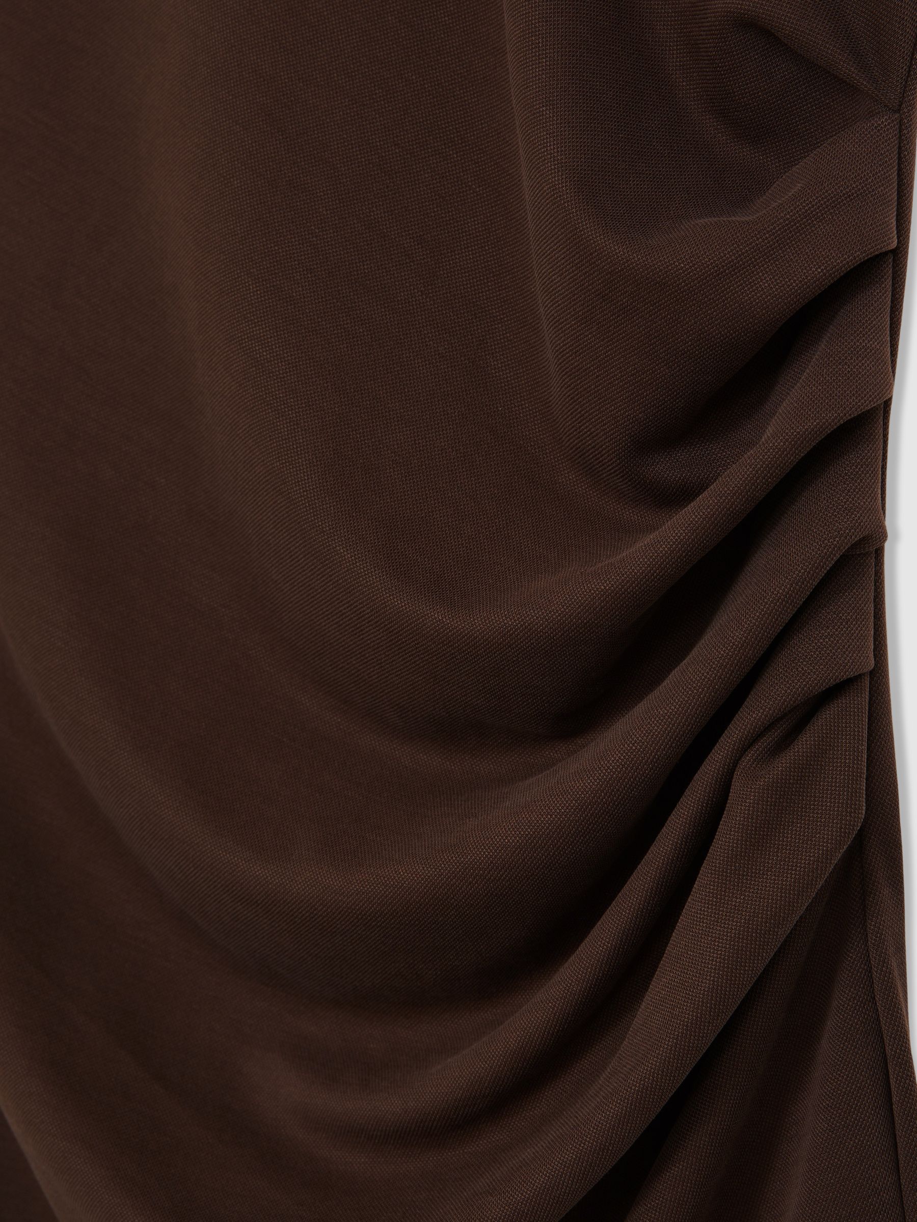 Jersey Ruched Racer Midi Dress in Chocolate Brown - Image 6 of 6