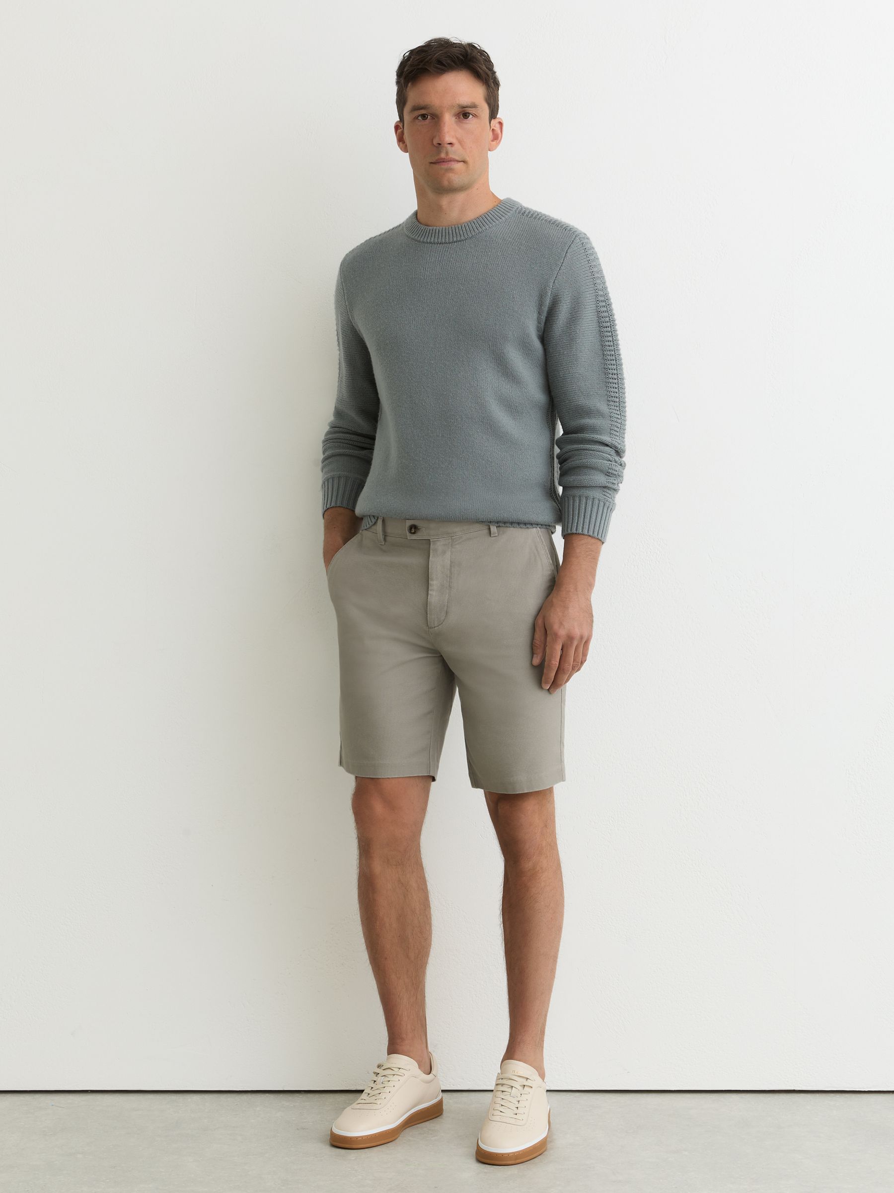 Cotton-Piqué Shorts in Sage Green - Image 1 of 6
