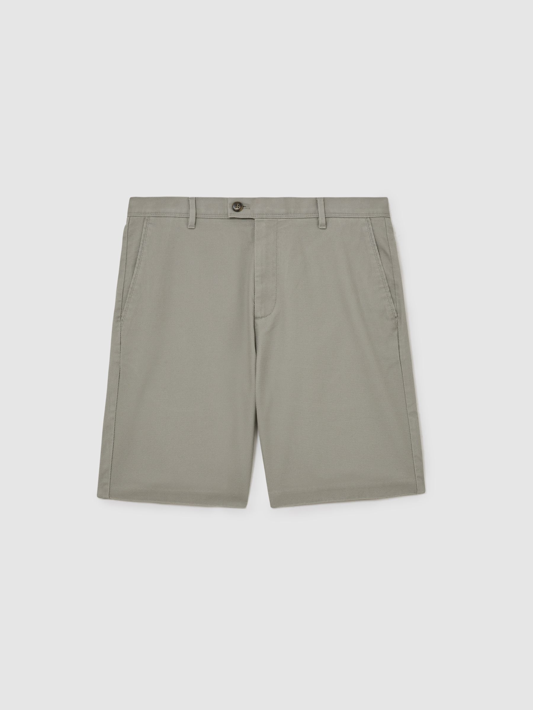 Cotton-Piqué Shorts in Sage Green - Image 2 of 6