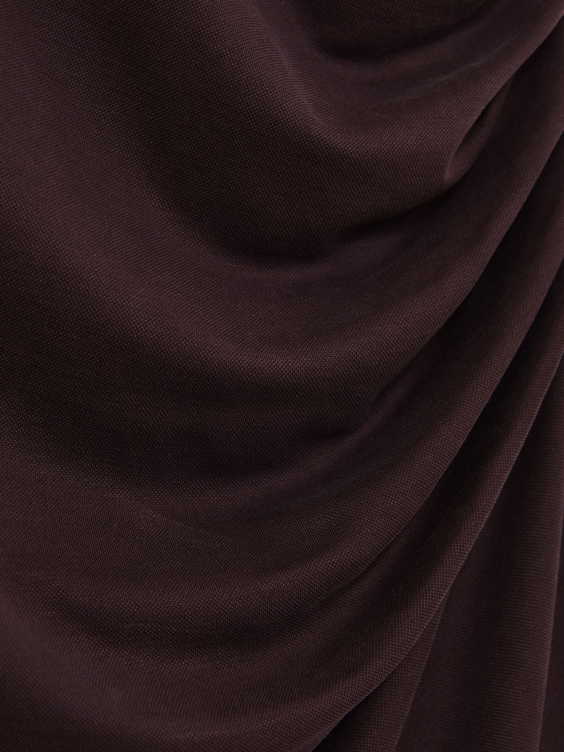 Jersey Ruched Racer Midi Dress in Burgundy - image 4