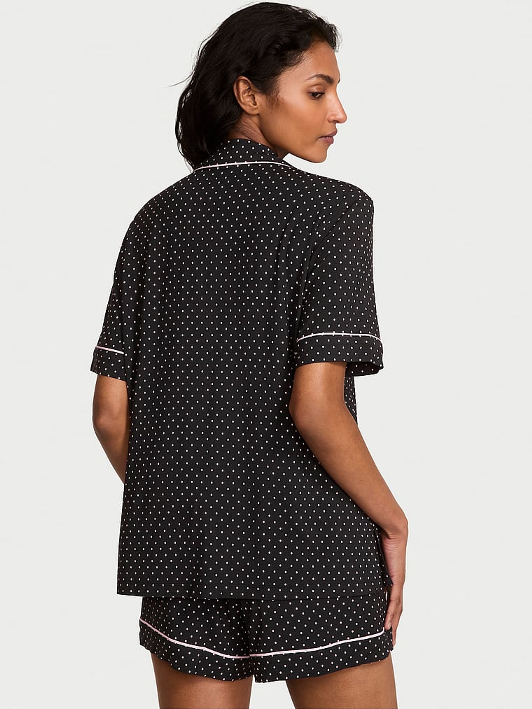 Black & Pretty Blossom Pink Dot Modal Short Pyjamas Set - Image 2 of 3