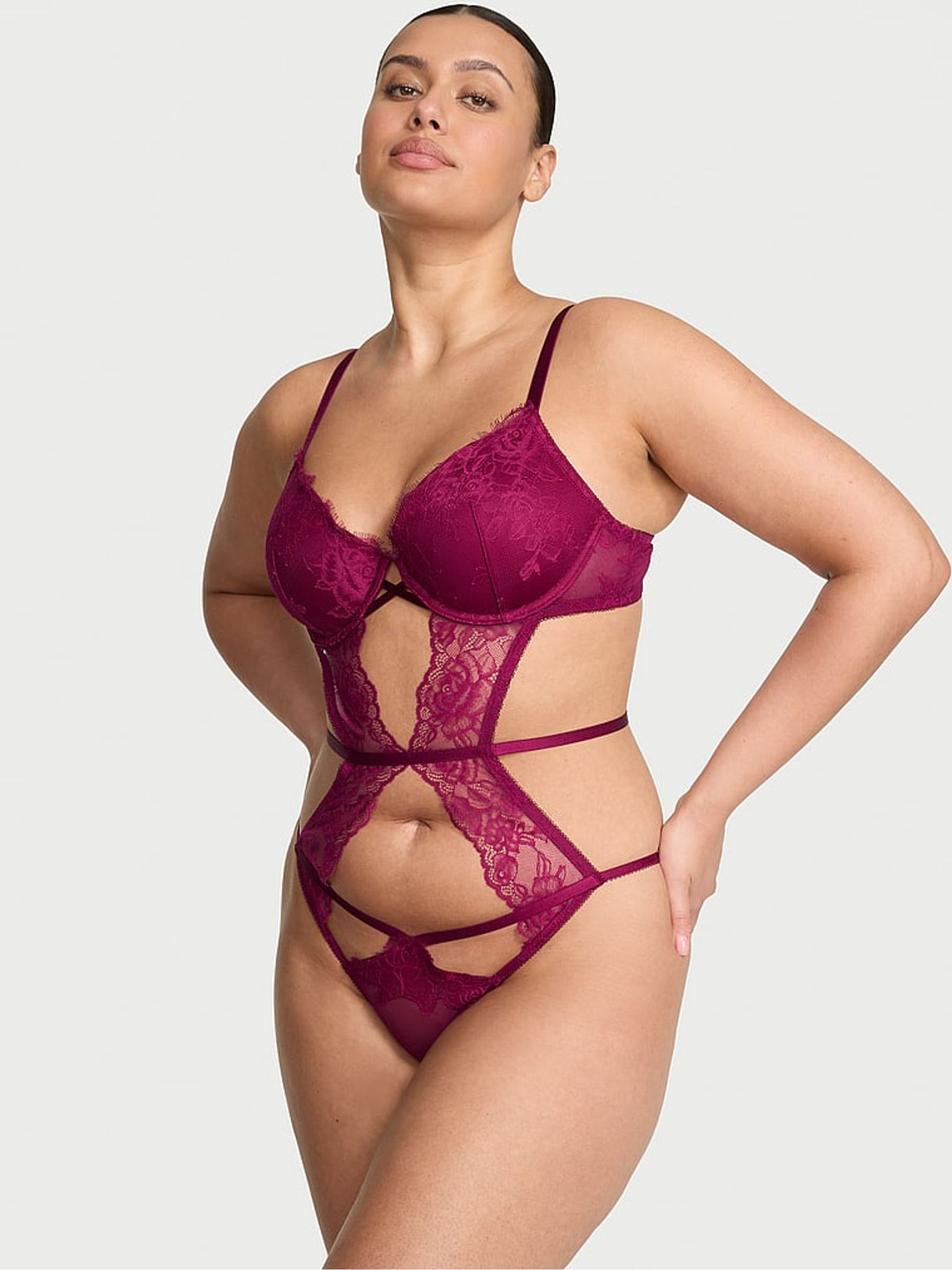Fresh Jam Purple Lace Lightly Lined Bodysuit - Image 1 of 3