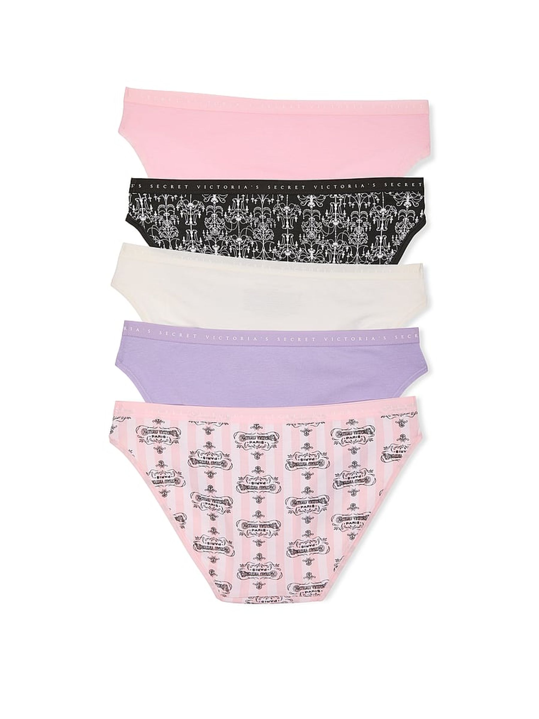 Black/White/Pink/Purple Bikini Logo 5 Pack Knickers - Image 2 of 2