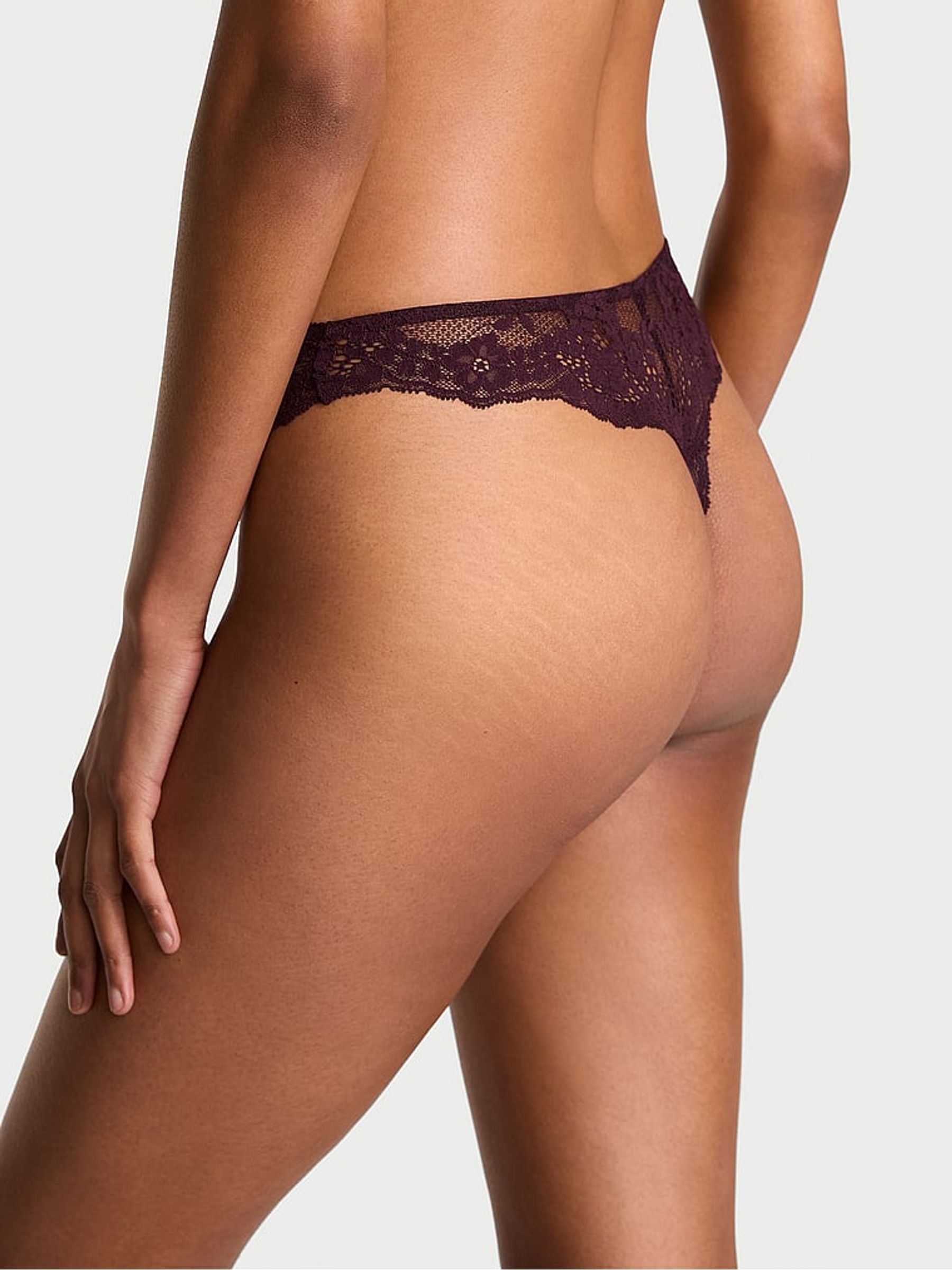 Winter Wine Red Thong Lace Knickers - Image 2 of 4