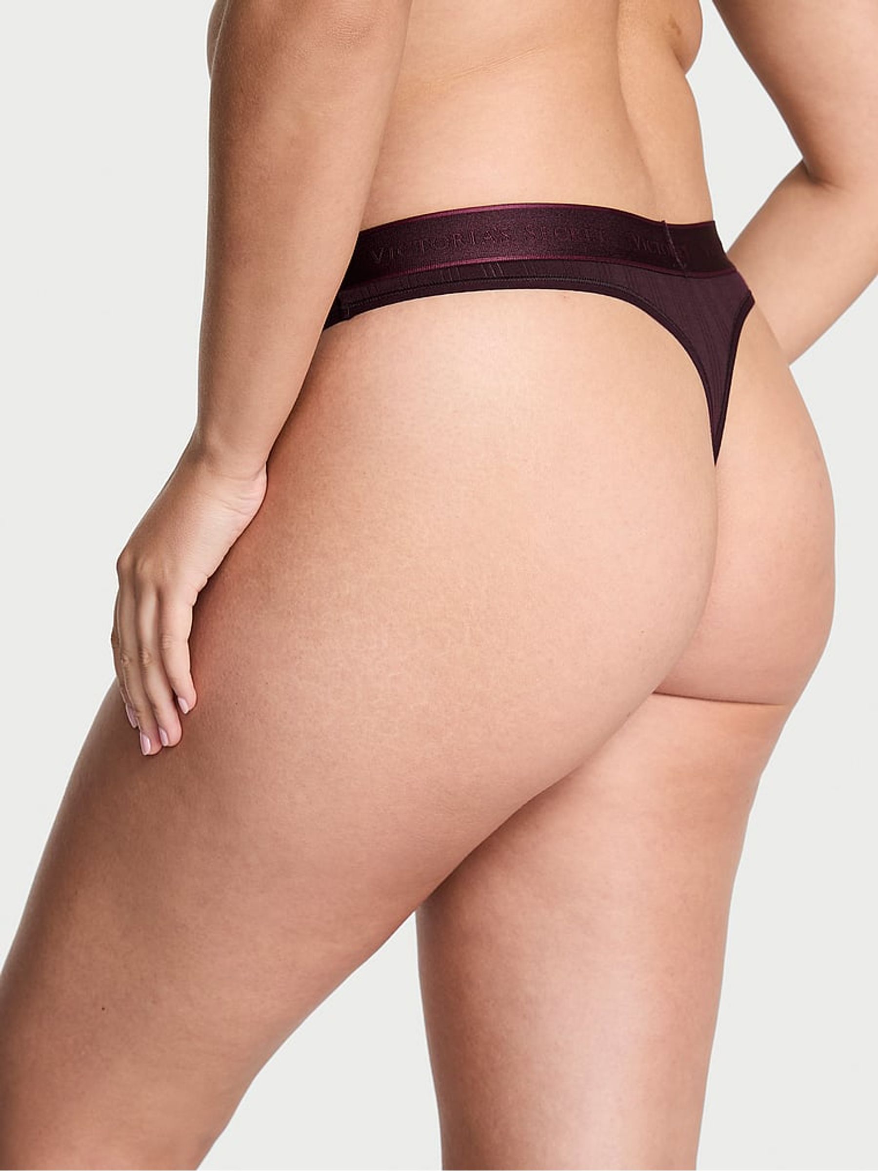 Winter Wine Purple Thong Modal Logo Knickers - Image 2 of 3