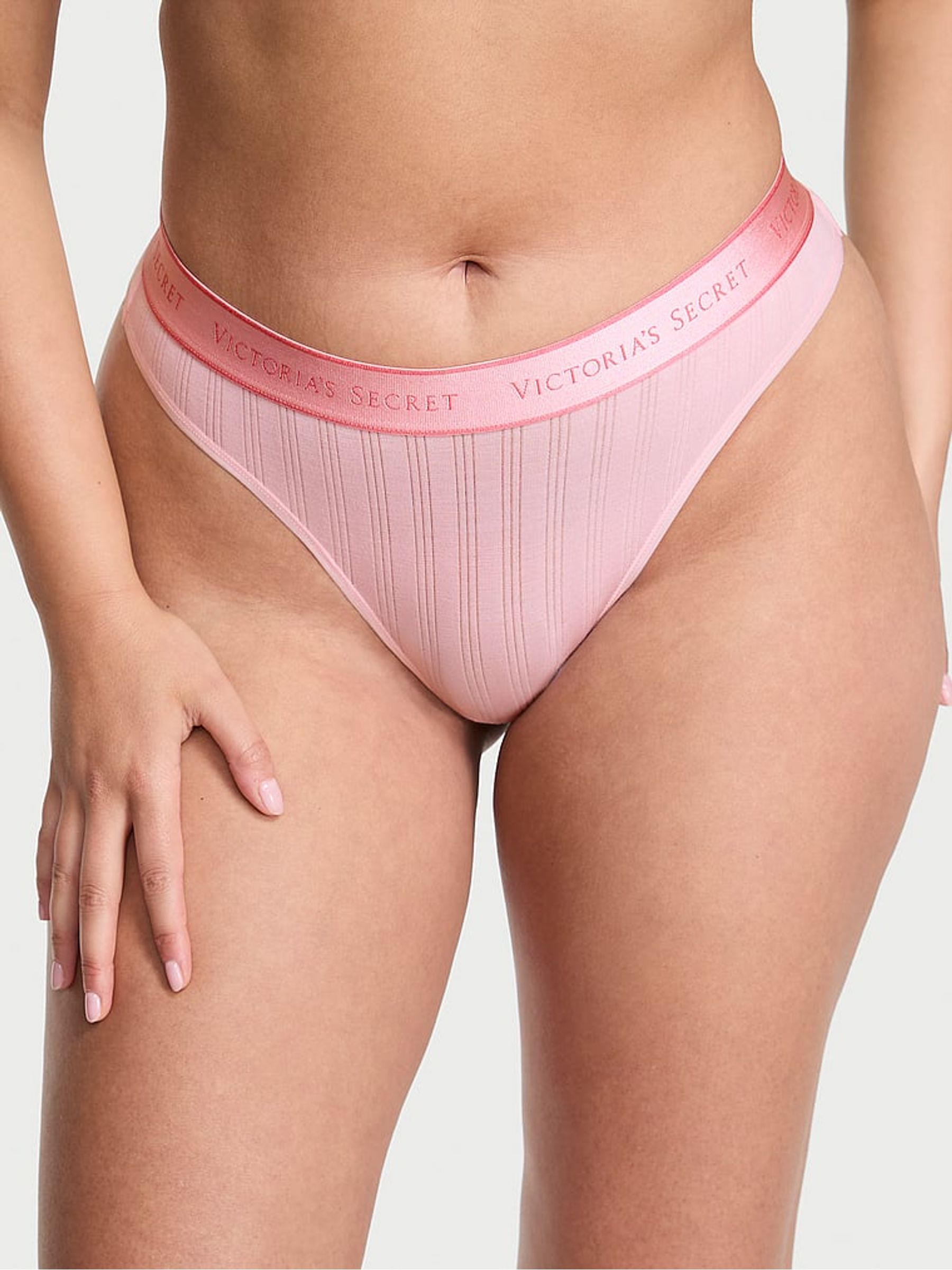Pretty Blossom Pink Thong Modal Logo Knickers - Image 1 of 3
