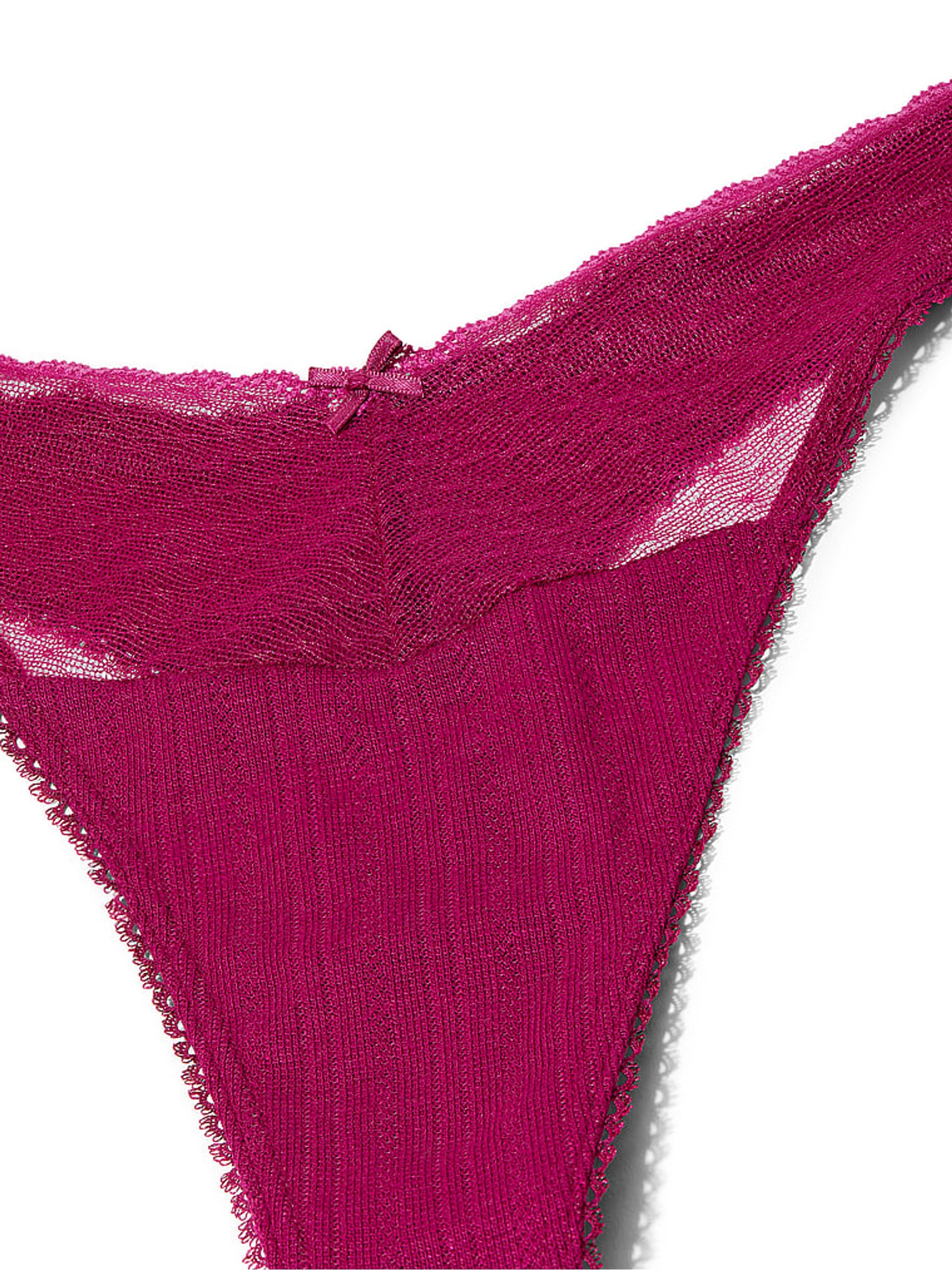 Fresh Jam Purple Thong Pointelle Knickers - Image 3 of 3