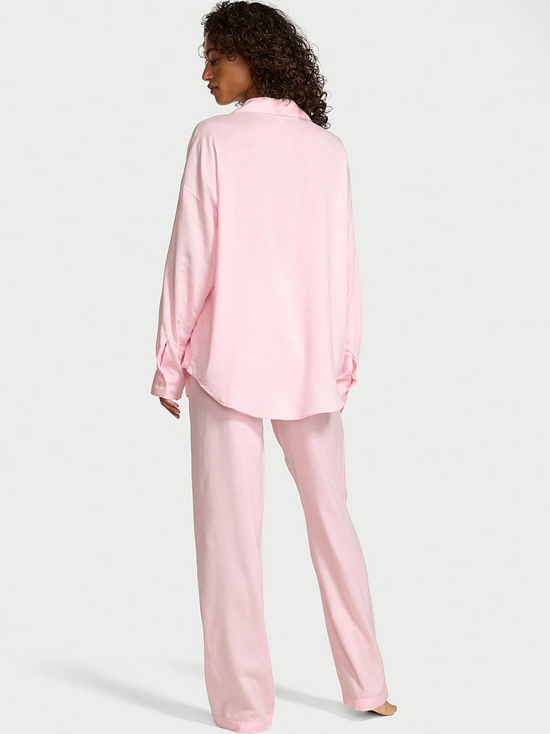 Heather Petal Pink Cotton Modal Long Pyjama Set - Image 2 of 3