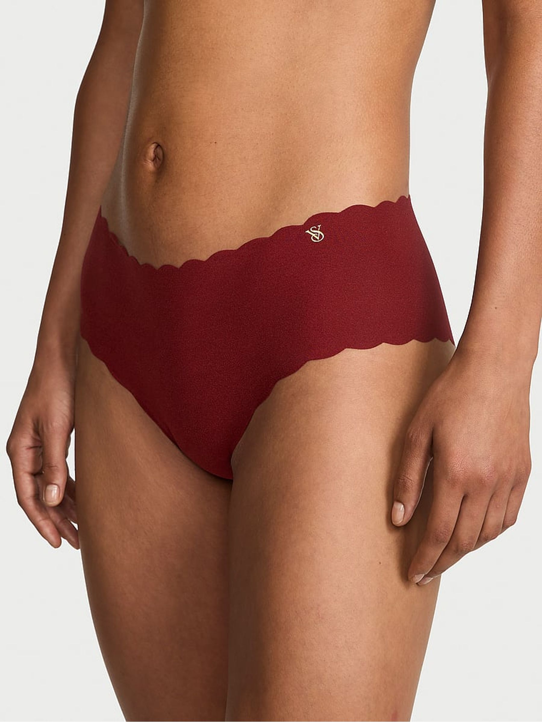 Sangria Red Cheeky Scalloped Knickers - Image 1 of 2