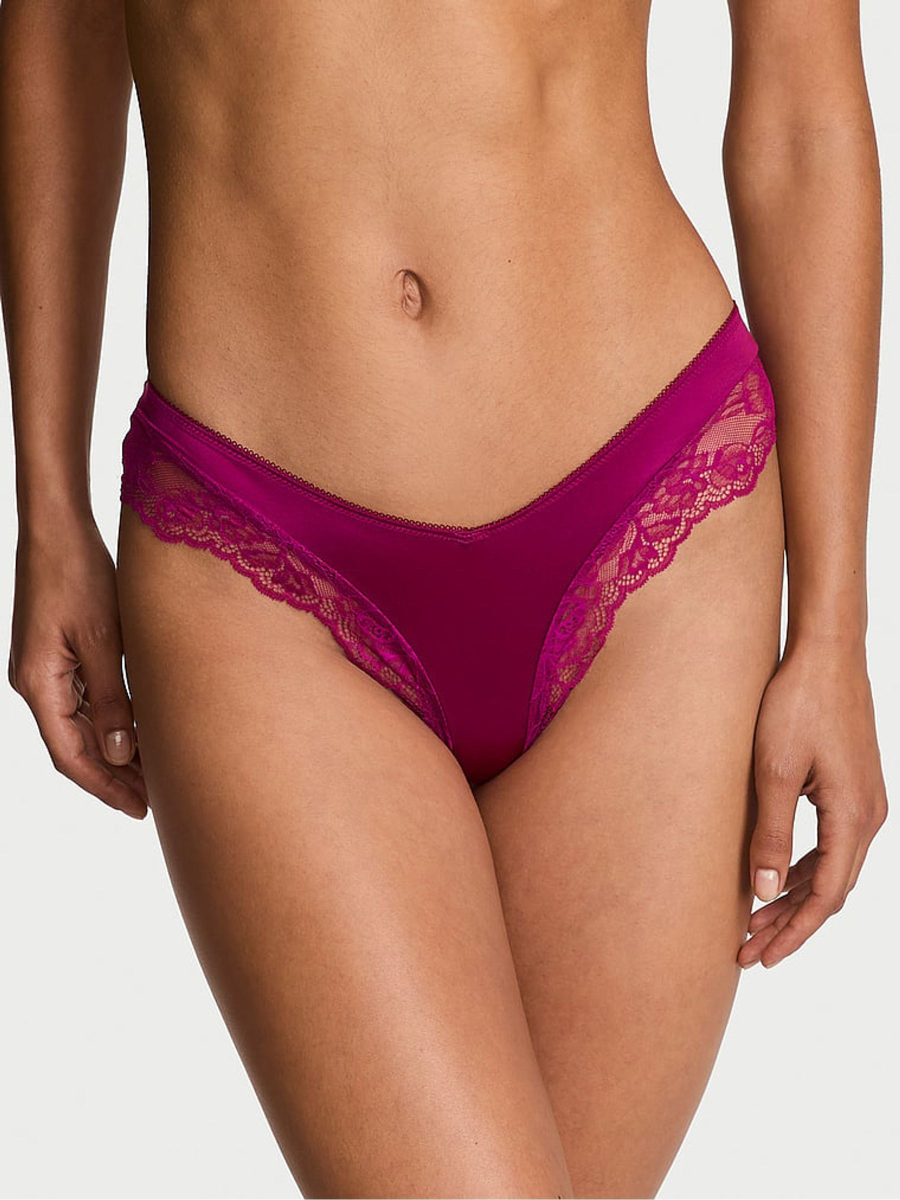 Fresh Jam Purple Cheeky Rose Lace Trim Knickers - Image 1 of 2