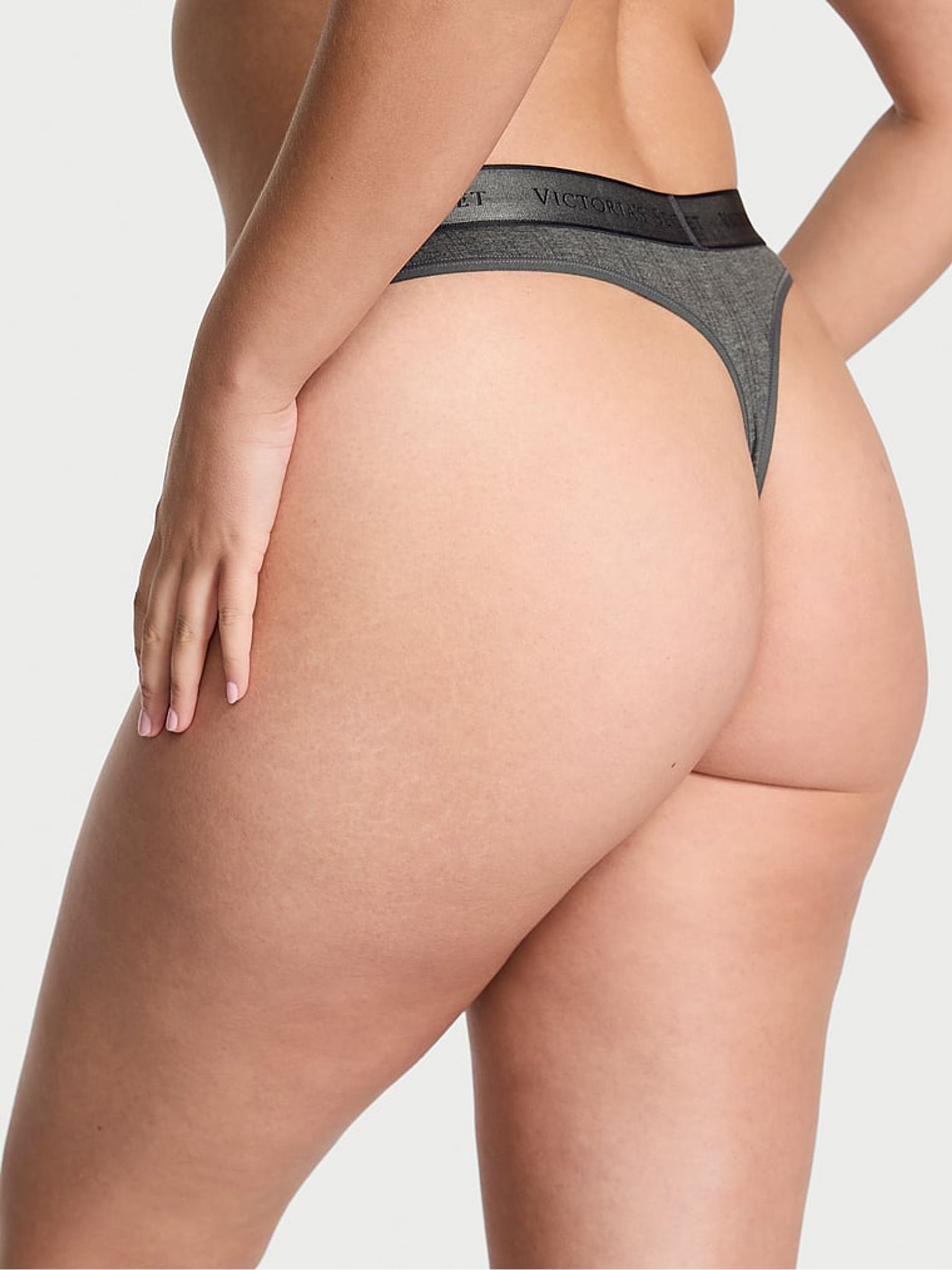 Anthracite Heather Grey Thong Modal Logo Knickers - Image 2 of 3