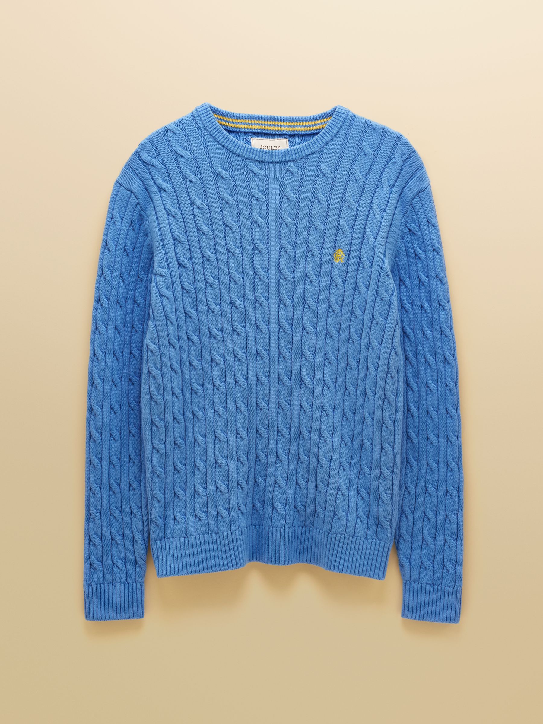Light Blue Crew Neck Cotton Cable Knit Jumper - Image 11 of 11