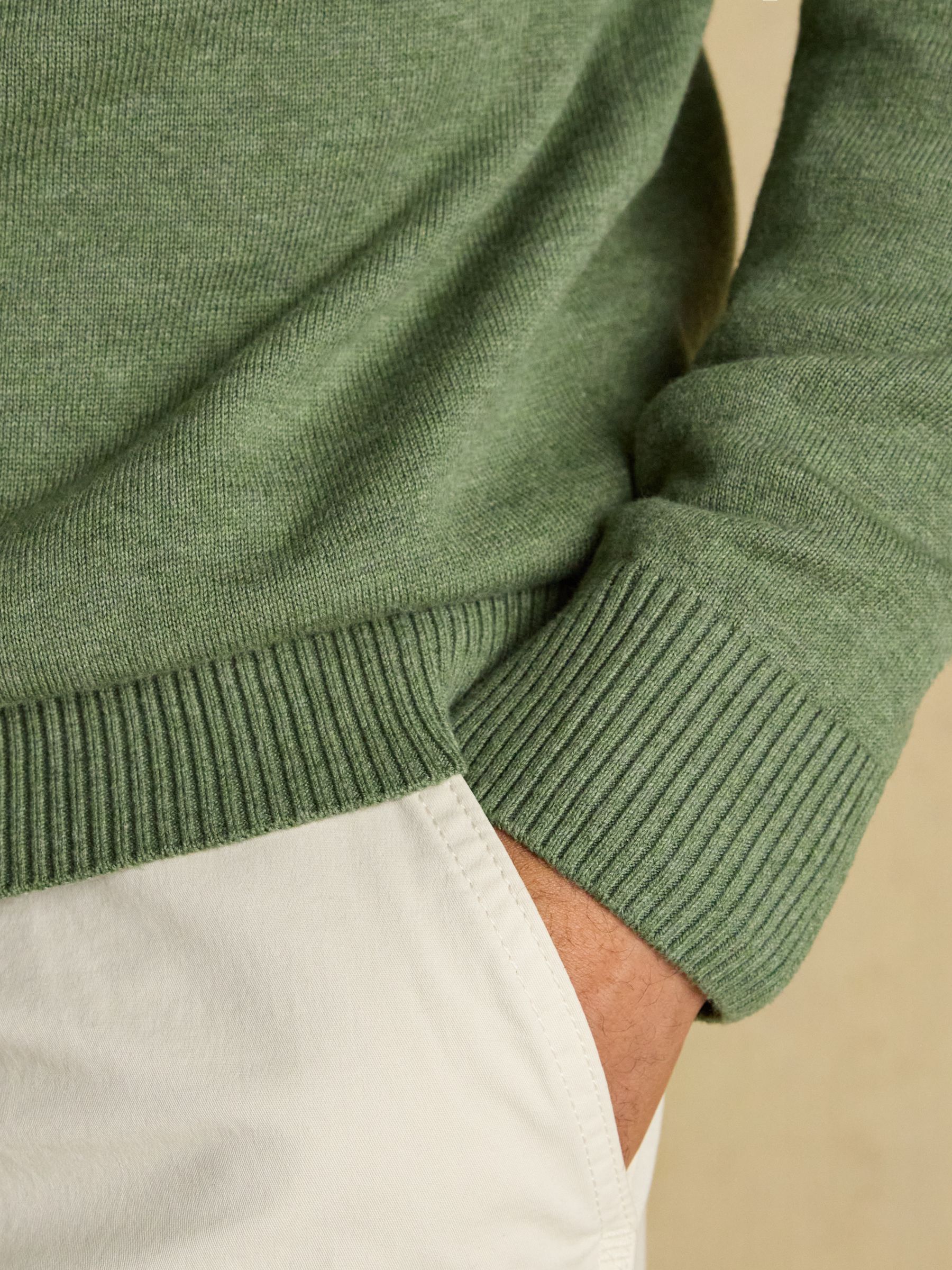 Hillside Khaki Green Quarter Zip Knitted Jumper - Image 10 of 12