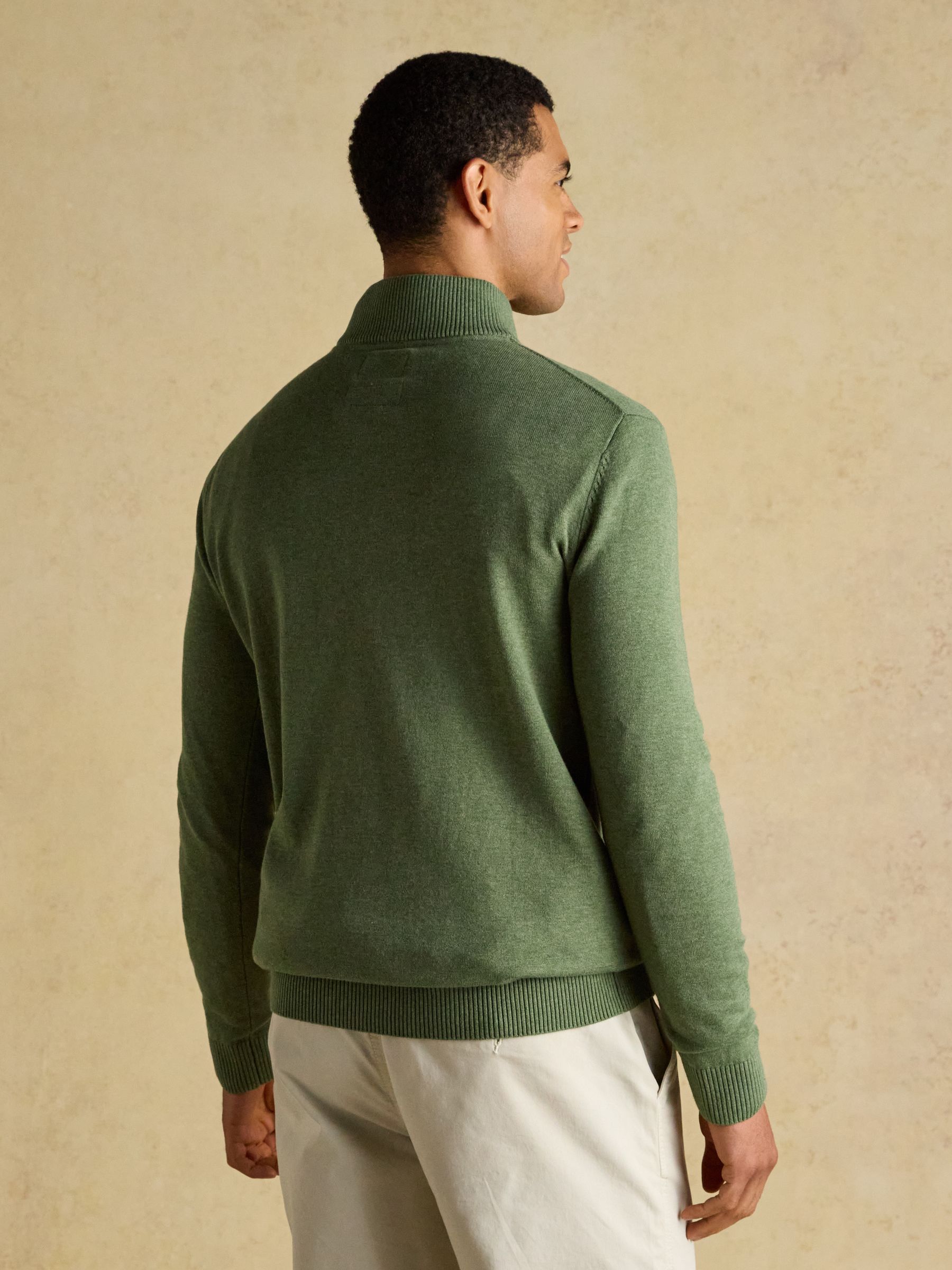 Hillside Khaki Green Quarter Zip Knitted Jumper - Image 2 of 9 Hillside Khaki Green Quarter Zip Knitted Jumper - Image 2 of 9