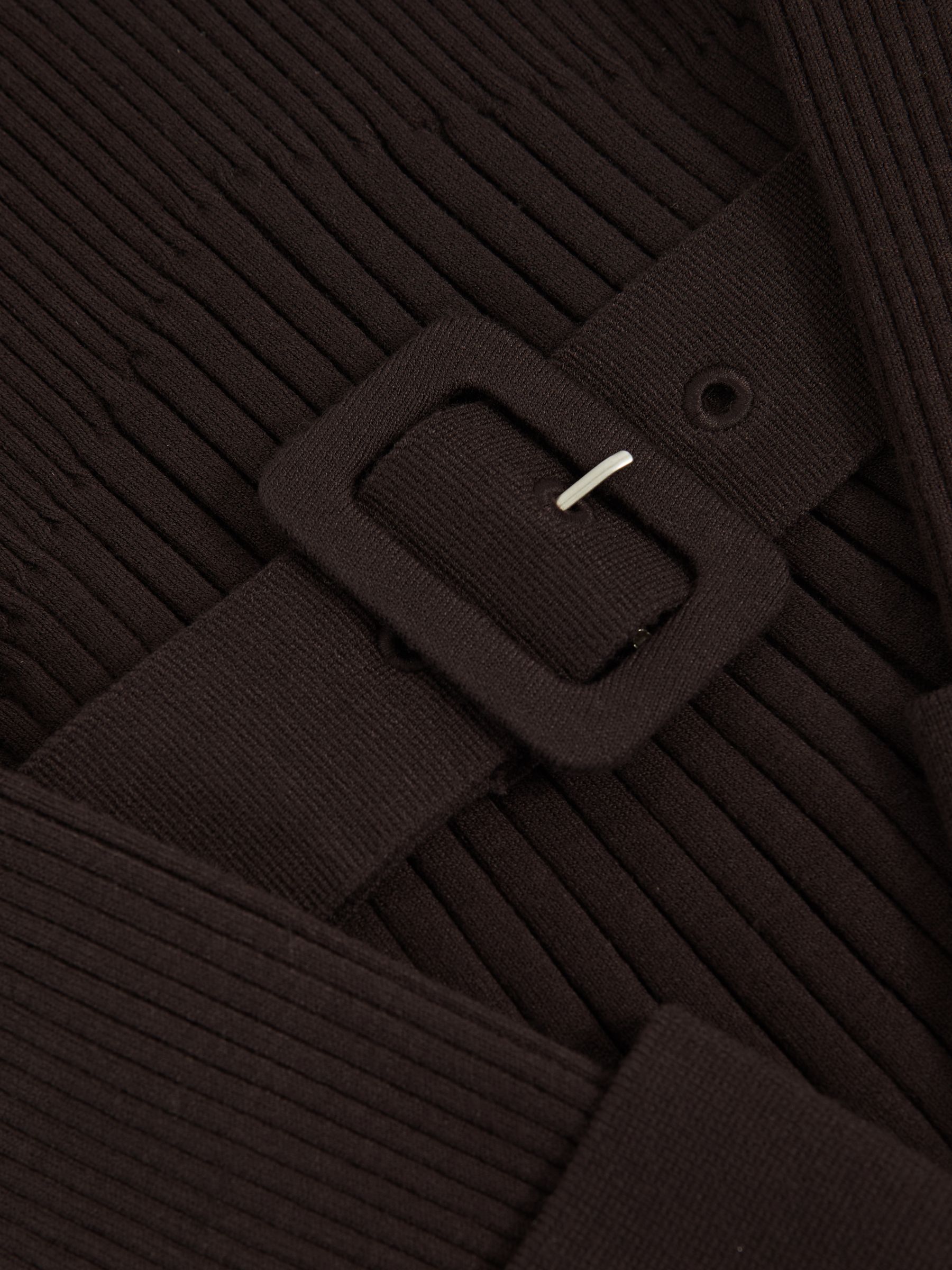 9-13 yrs Rib-Knit Roll-Neck Belted Dress in Chocolate - Image 5 of 5