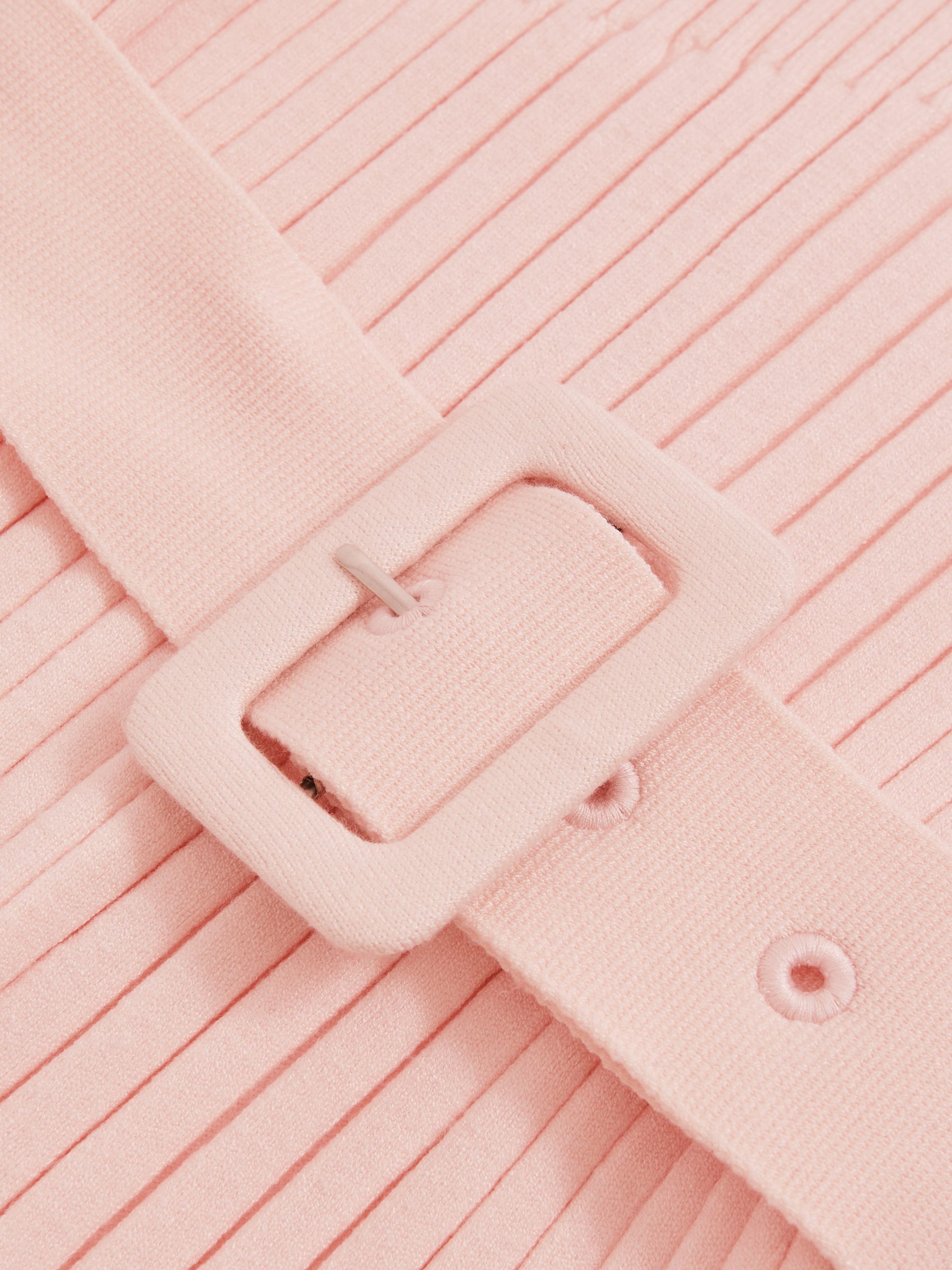 9-13 yrs Rib-Knit Roll-Neck Belted Dress in Pink - Image 4 of 4