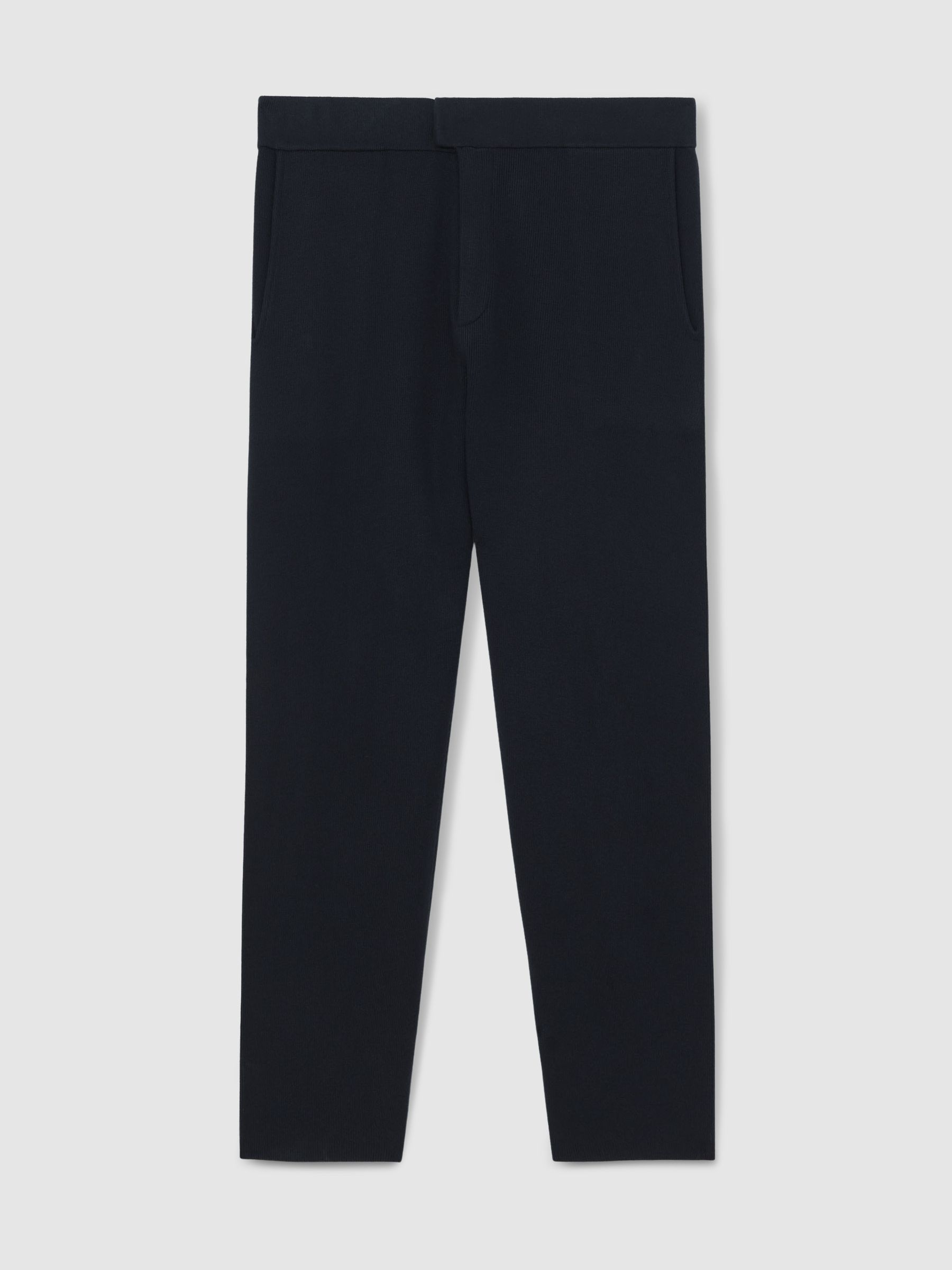 Tapered Fit Knitted Trousers in Navy - Image 2 of 6