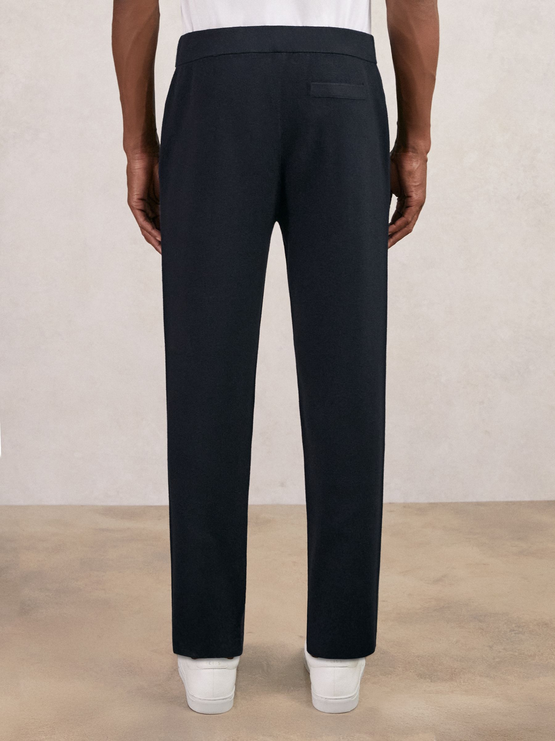 Tapered Fit Knitted Trousers in Navy - Image 4 of 6