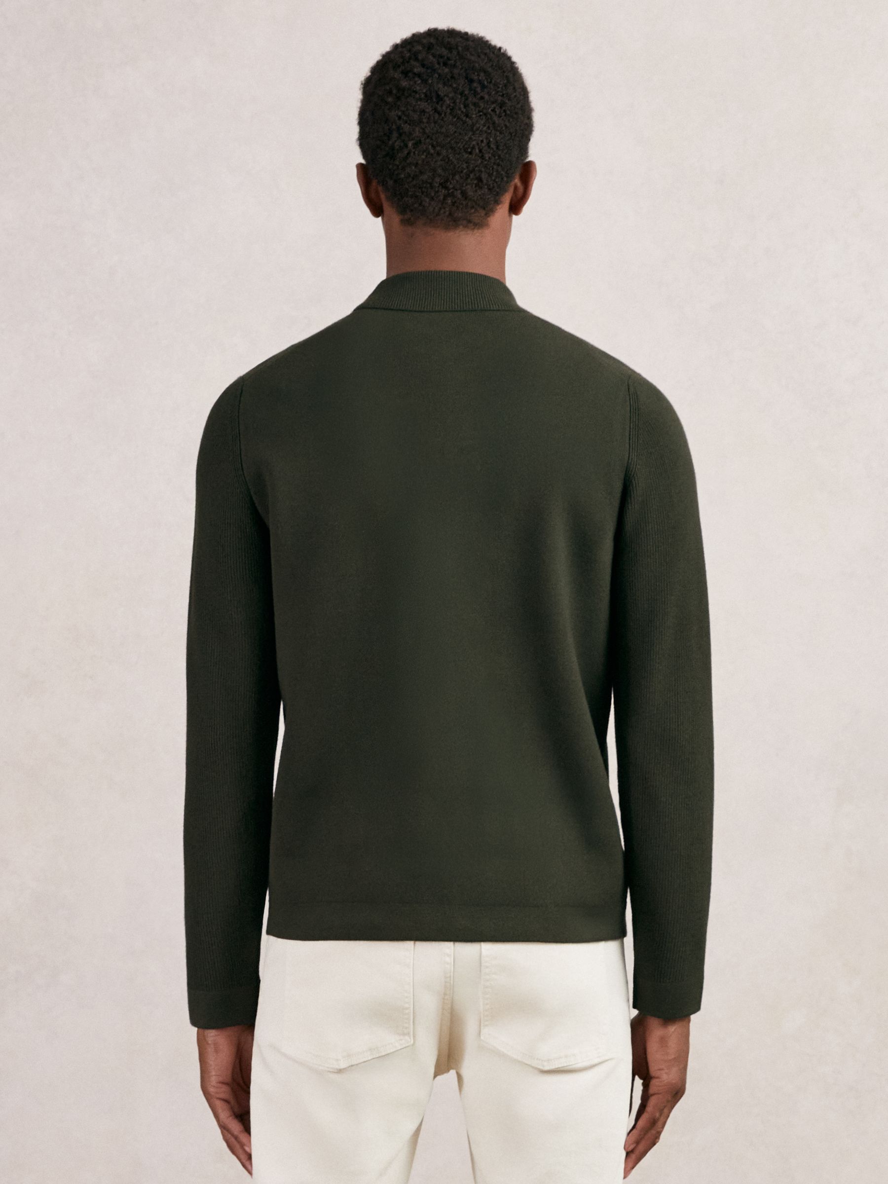 Four-Pocket Zip-Through Cardigan in Forest Green - Image 5 of 6