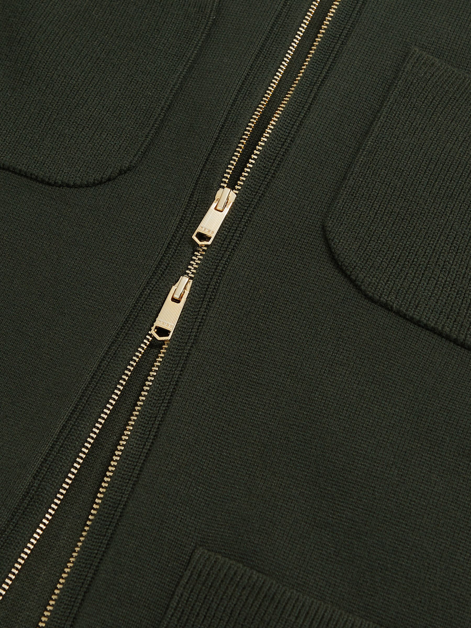 Four-Pocket Zip-Through Cardigan in Forest Green - Image 6 of 6